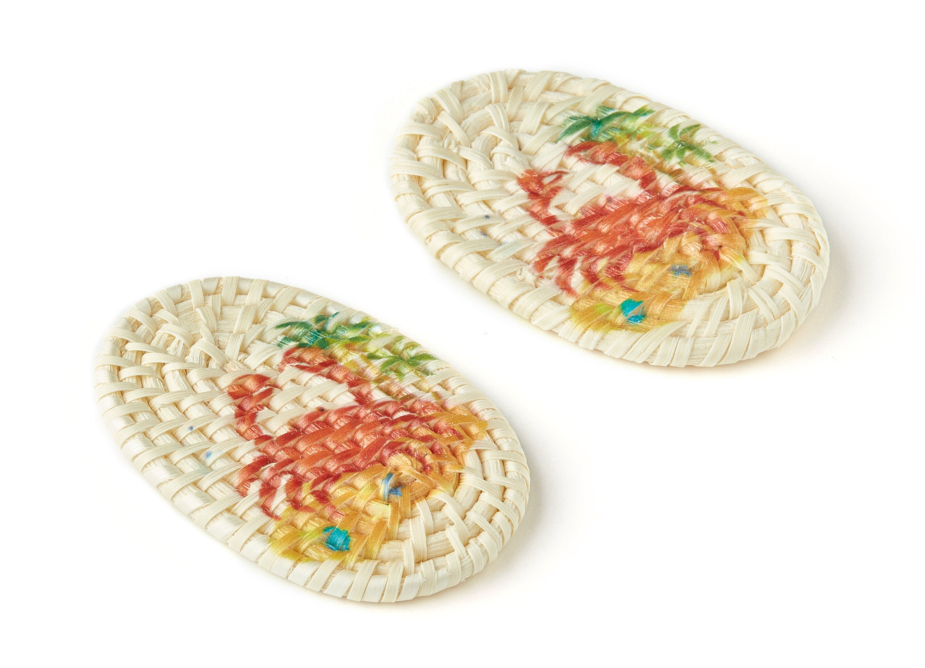 Handwoven Rattan Earrings - Oval Shaped Rattan Pendant - Wooden Crab Pattern Earrings - Jewelry Handmade - 61.03x38.46x4.23mm - RT1186 - DOMEDBAZAAR