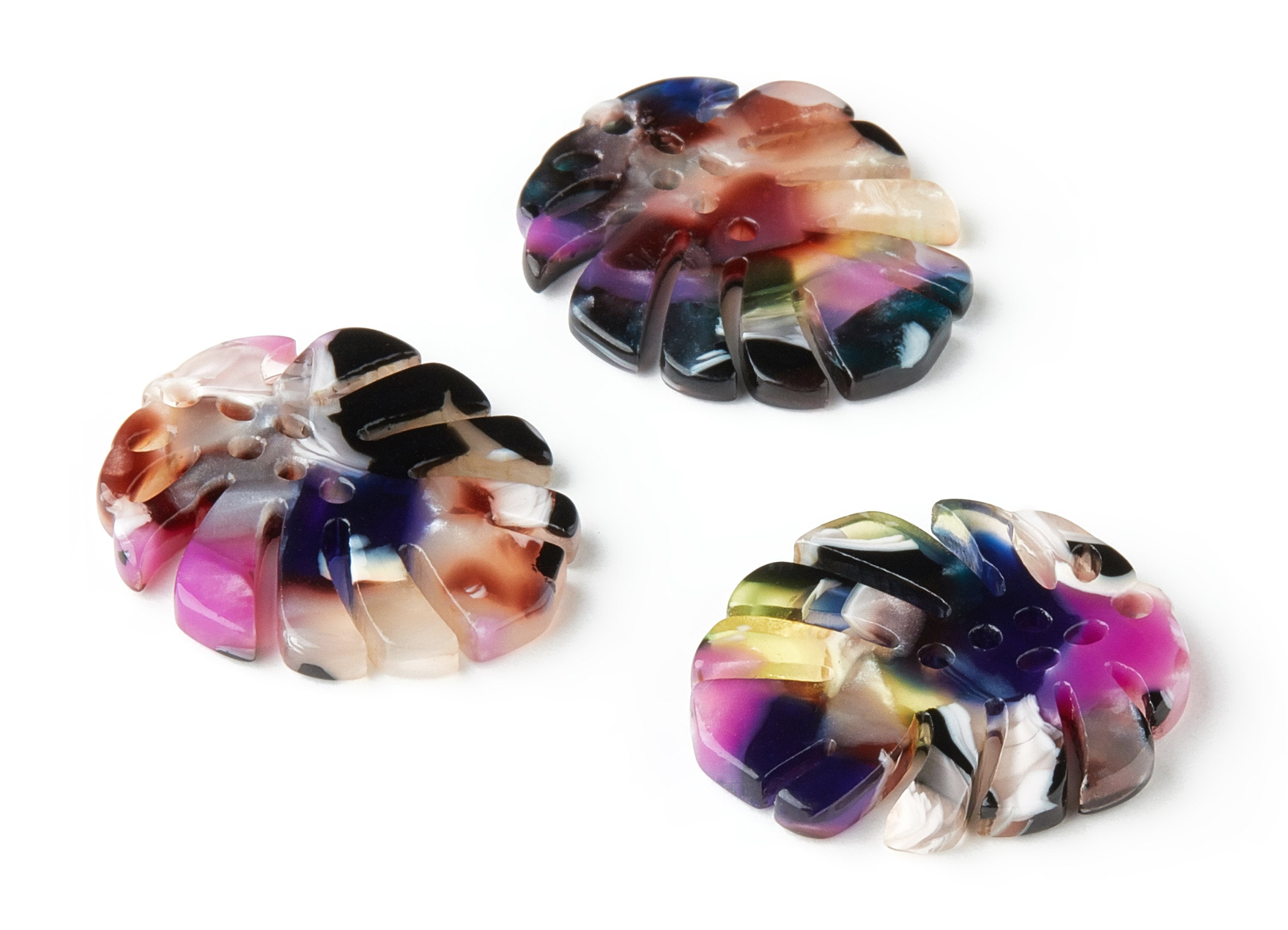 Acetate Monstera Charms - Monstera Earring and Pendant - Earring Findings  - Color Code: A11 - 25.56x21.69x2.51mm - AC1601-A11 - DOMEDBAZAAR
