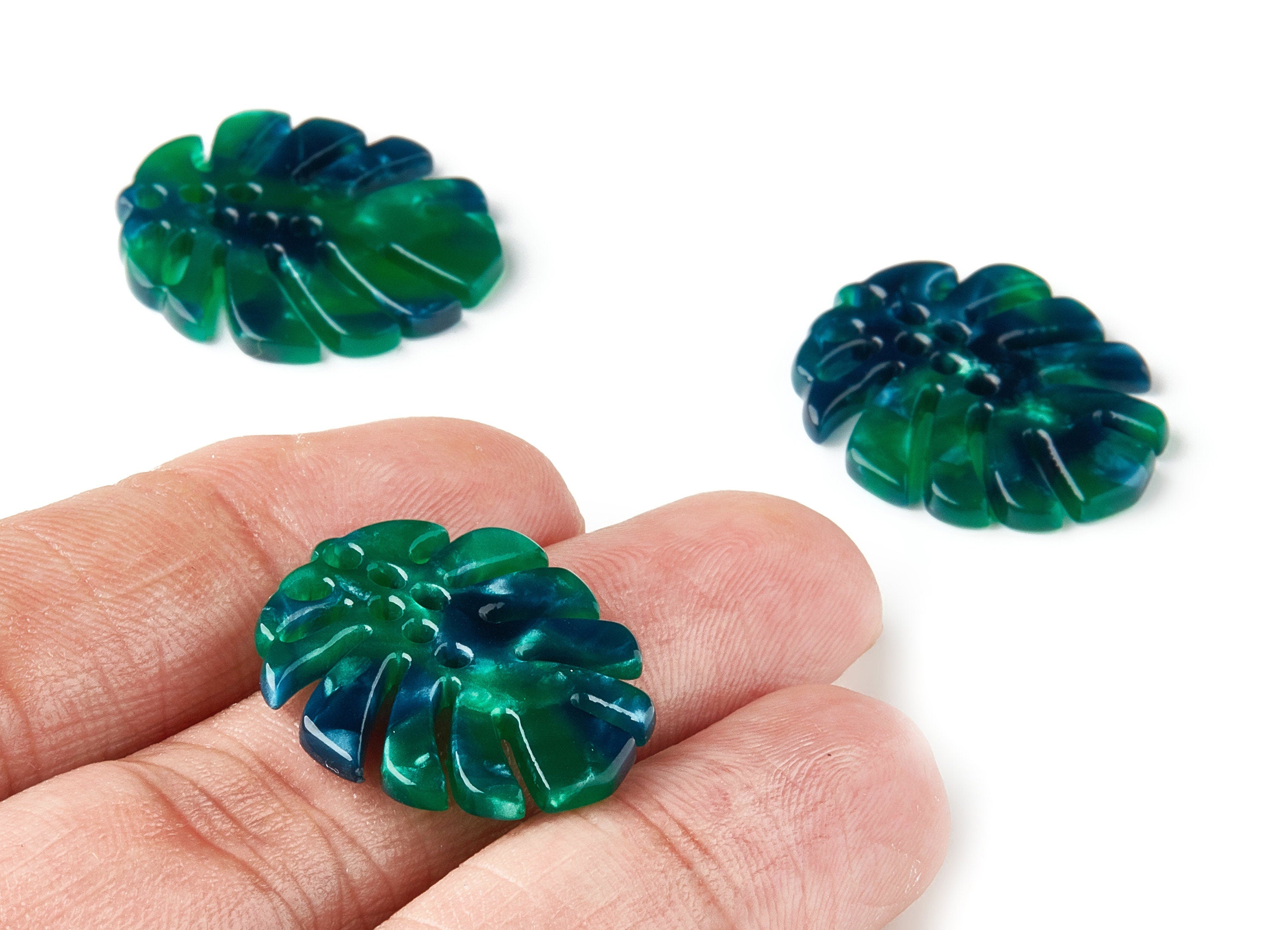 Acetate Monstera Charms - Monstera Earring and Pendant - Earring Findings  - Color Code: A13 - 25.56x21.69x2.51mm - AC1601-A13 - DOMEDBAZAAR