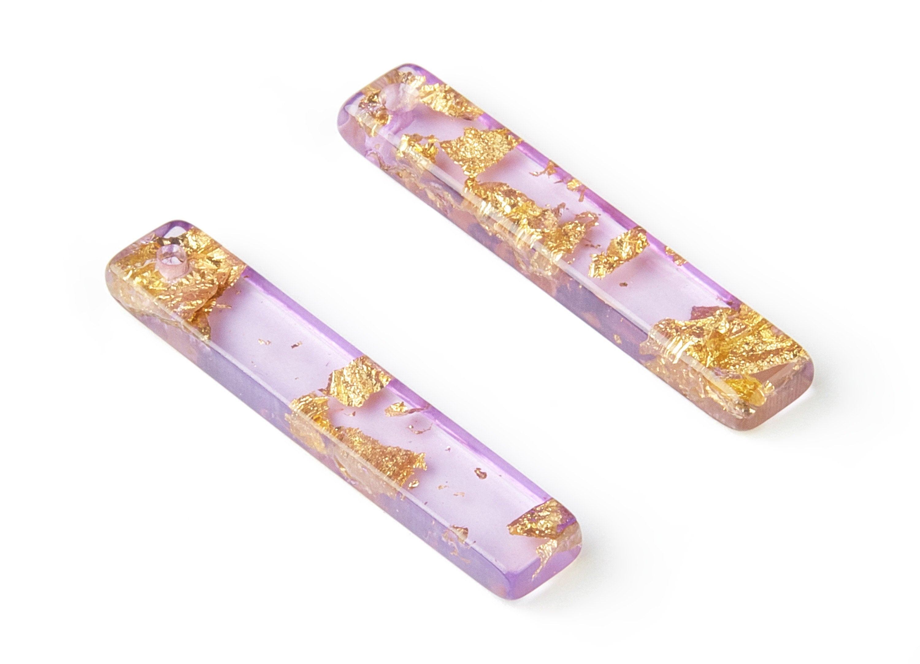 Acrylic Earring Charms - Gold Color Flake Earrings - Strip Shaped Pendant - Color Code: A293 - 33.65x6.21x3.04mm - AC1607-A293 - DOMEDBAZAAR