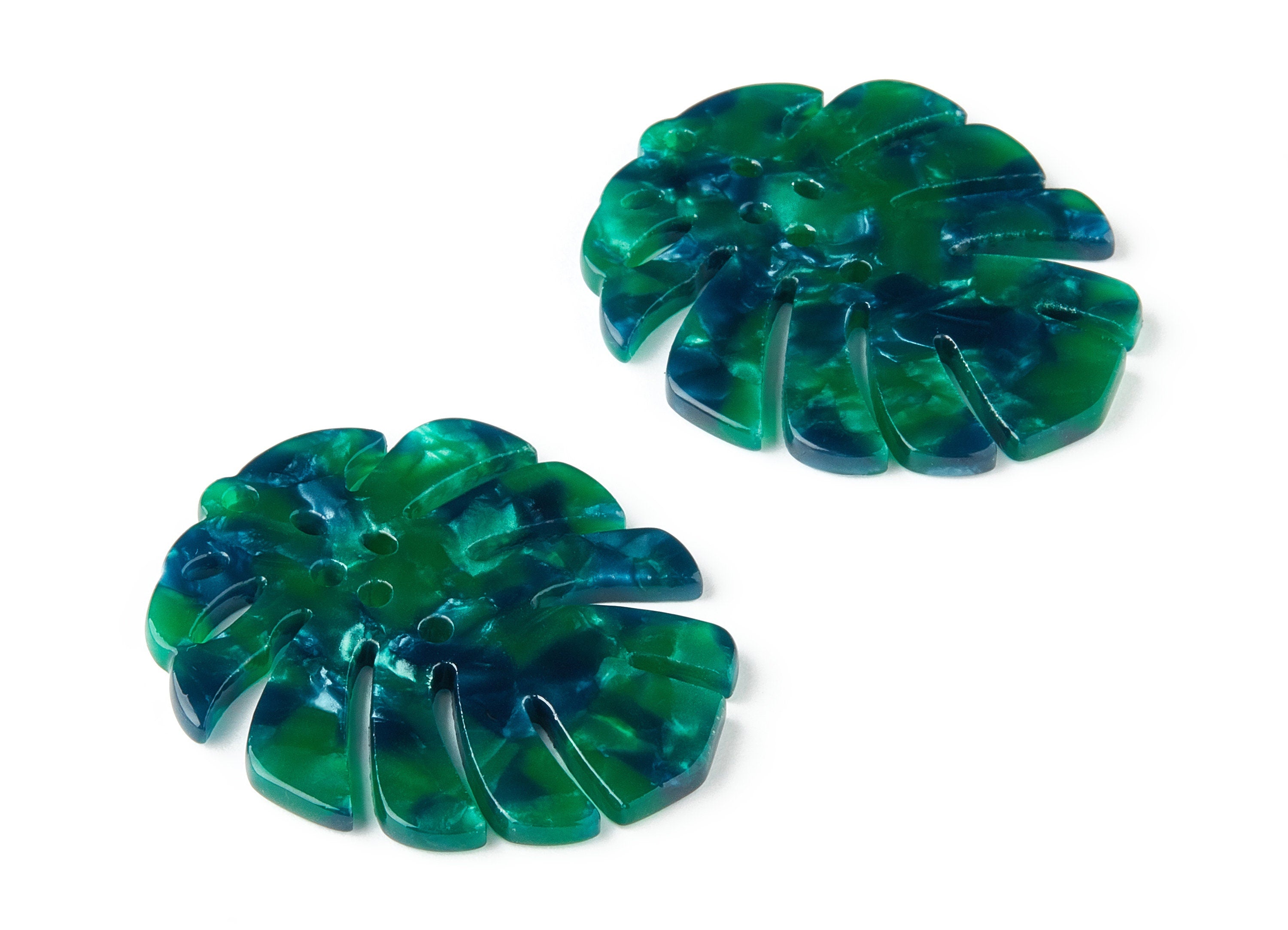 Acetate Leaf Earring Charms -Monstera Leaf Pendant - Earring Findings - Jewelry Supplies - Color Code: A13 - 38.74x33.4x2.6mm - AC1595-A13 - DOMEDBAZAAR