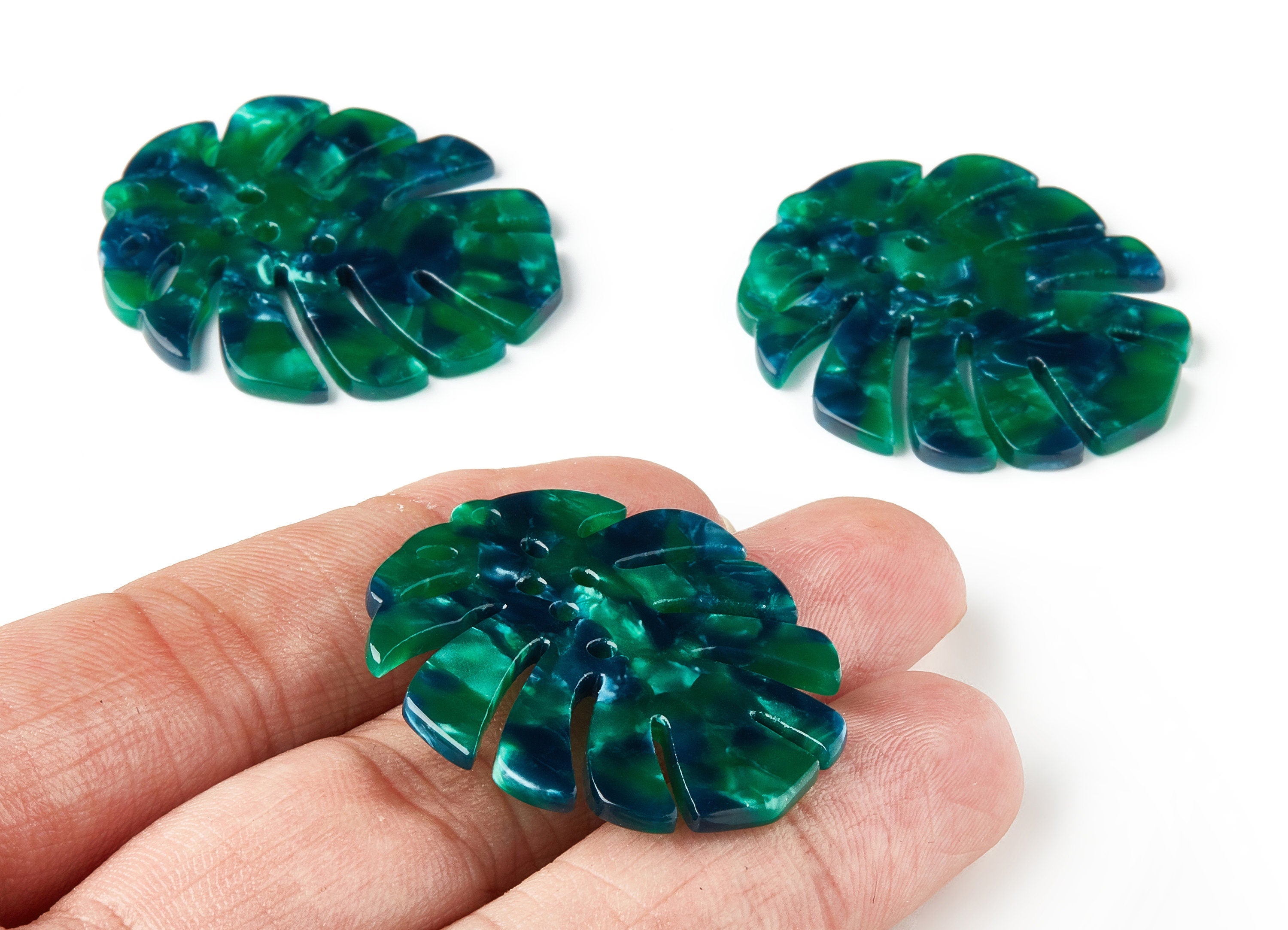 Acetate Leaf Earring Charms -Monstera Leaf Pendant - Earring Findings - Jewelry Supplies - Color Code: A13 - 38.74x33.4x2.6mm - AC1595-A13 - DOMEDBAZAAR