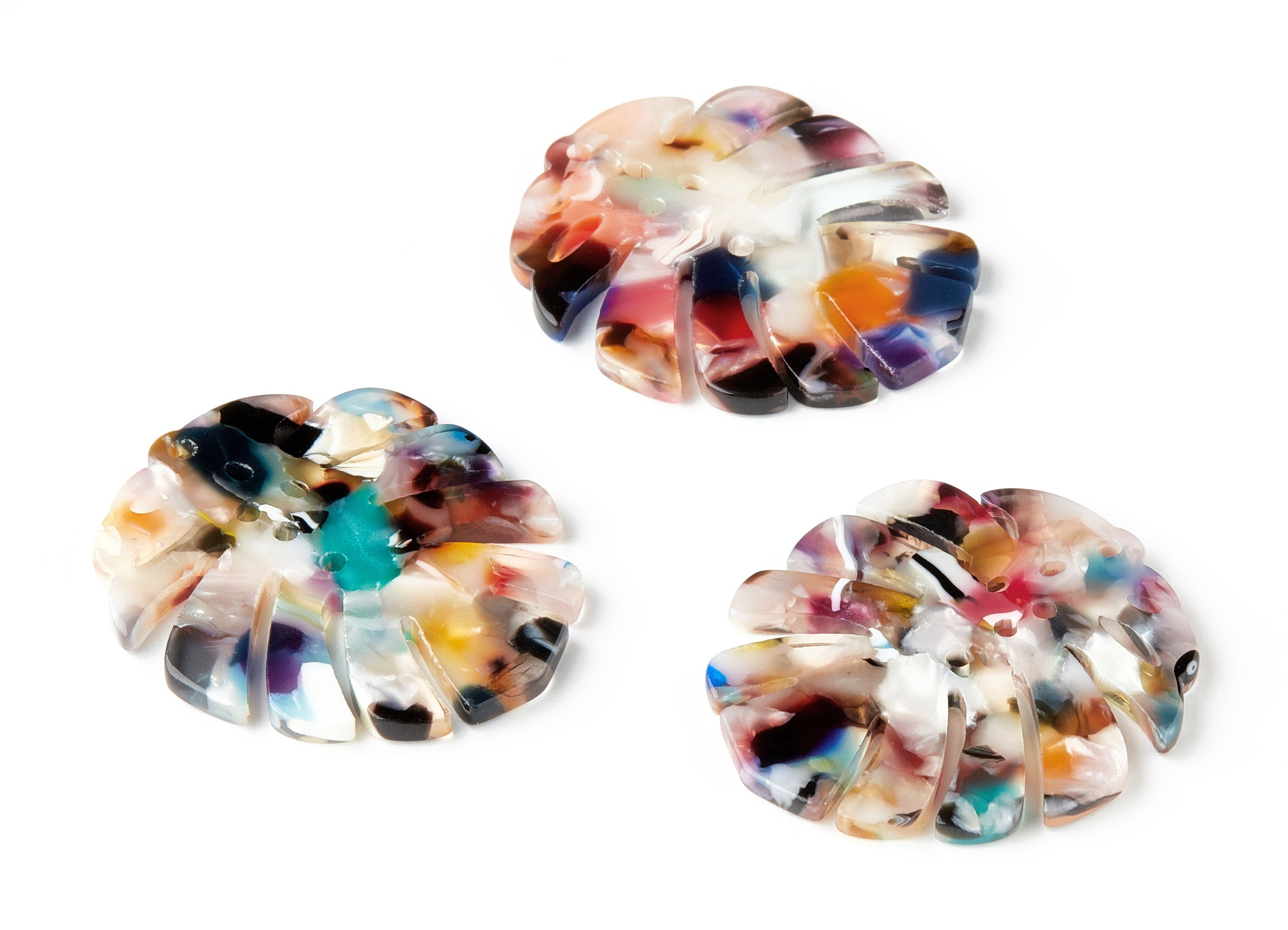 Acetate Leaf Earring Charms - Monstera Leaf Pendant - Earring Findings - Jewelry Supplies - Color Code: A59 - 38.74x33.4x2.6mm - AC1595-A59 - DOMEDBAZAAR