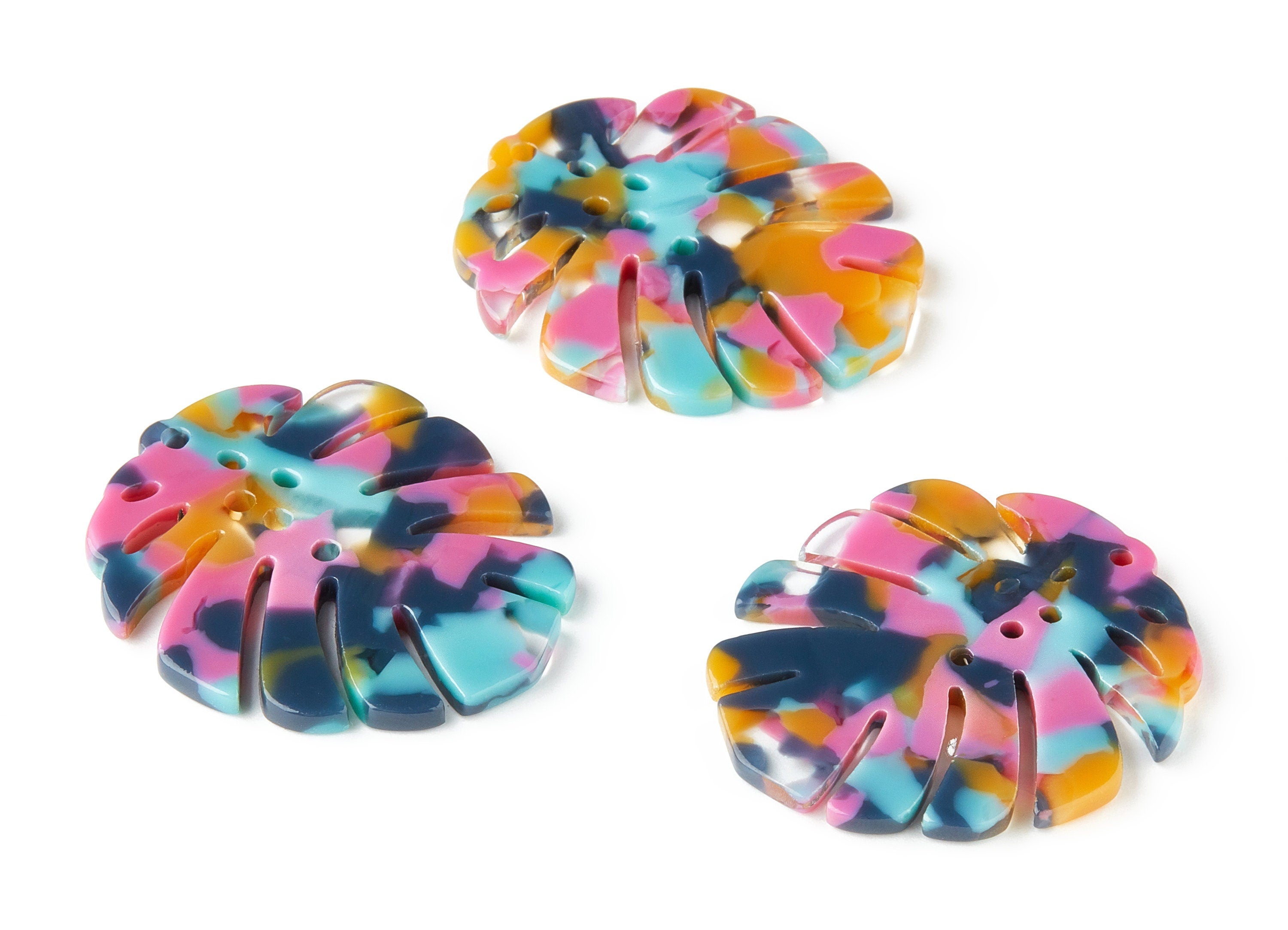 Acetate Leaf Earring Charm - Monstera Leaf Pendant - Earring Findings - Jewelry Supplies - Color Code: A258 - 38.74x33.4x2.6mm - AC1595-A258 - DOMEDBAZAAR
