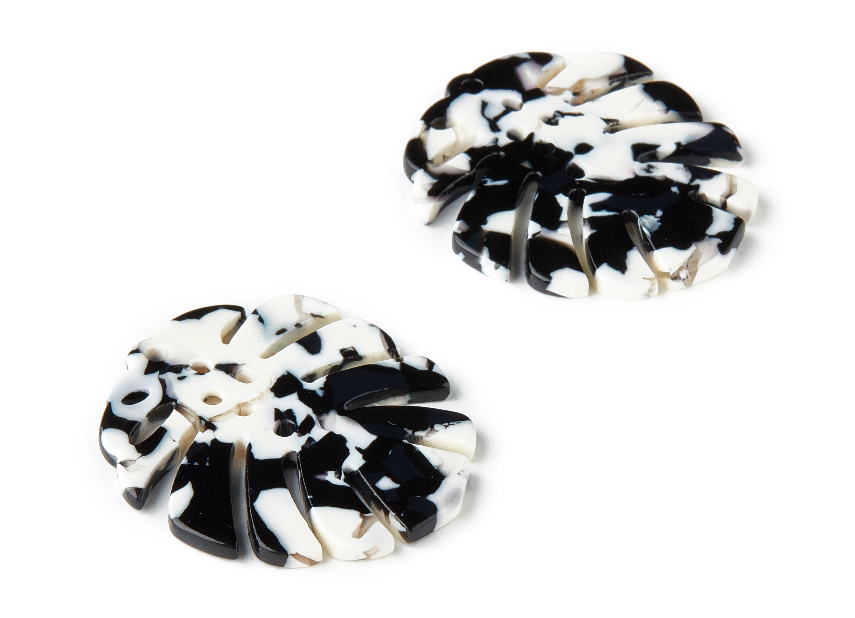 Acetate Leaf Earring Charms - Monstera Leaf Pendant - Earring Findings - Jewelry Supplies - Color Code: A261 - 38.7x33.4x2.6mm - AC1595-A261 - DOMEDBAZAAR