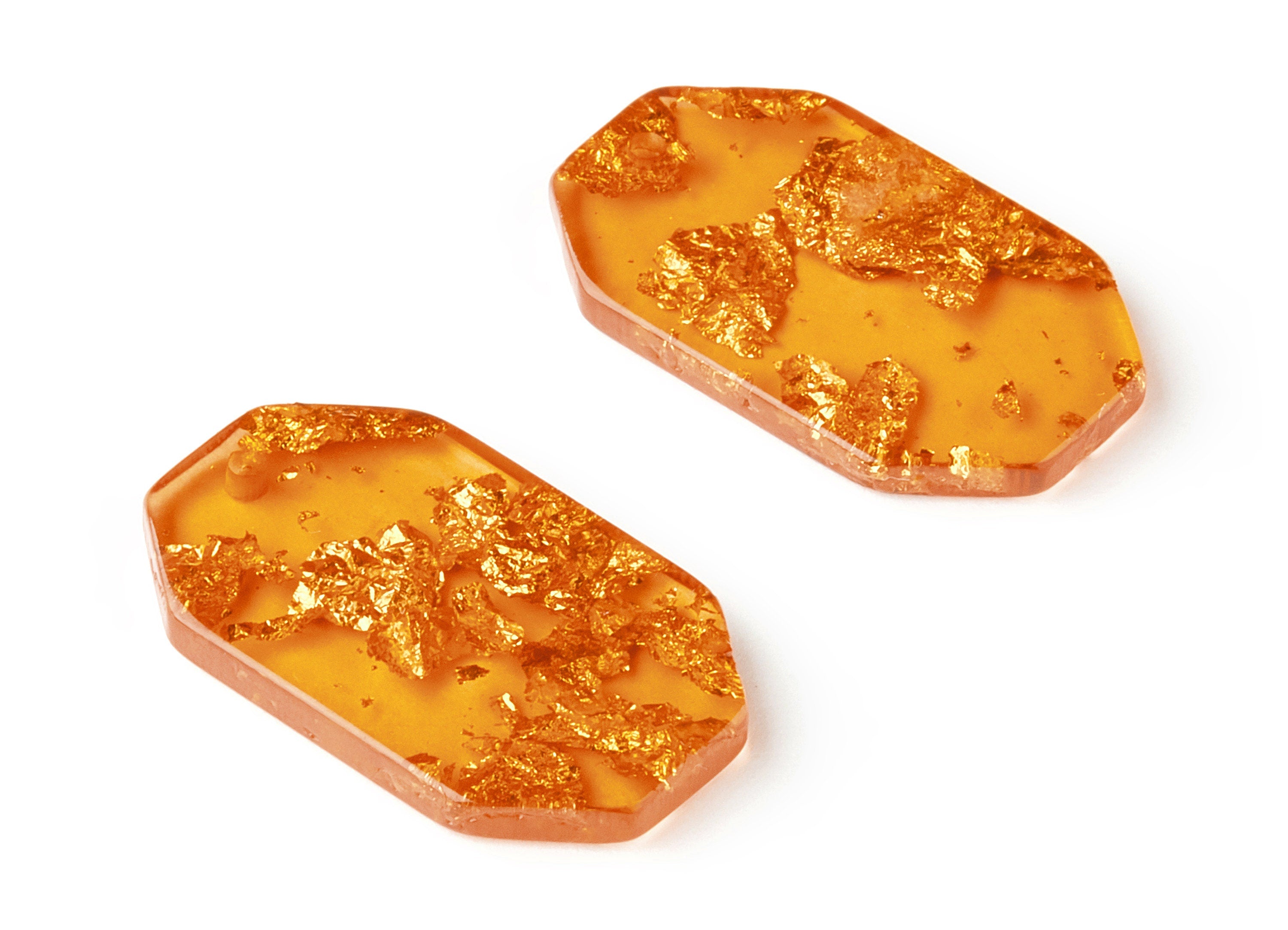 Acrylic Octagon Charms - Gold Color Flake Earrings - Octagon Earrings and Pendant - Color Code: A291 - 28.48x17.44x2.99mm - AC1611-A291 - DOMEDBAZAAR