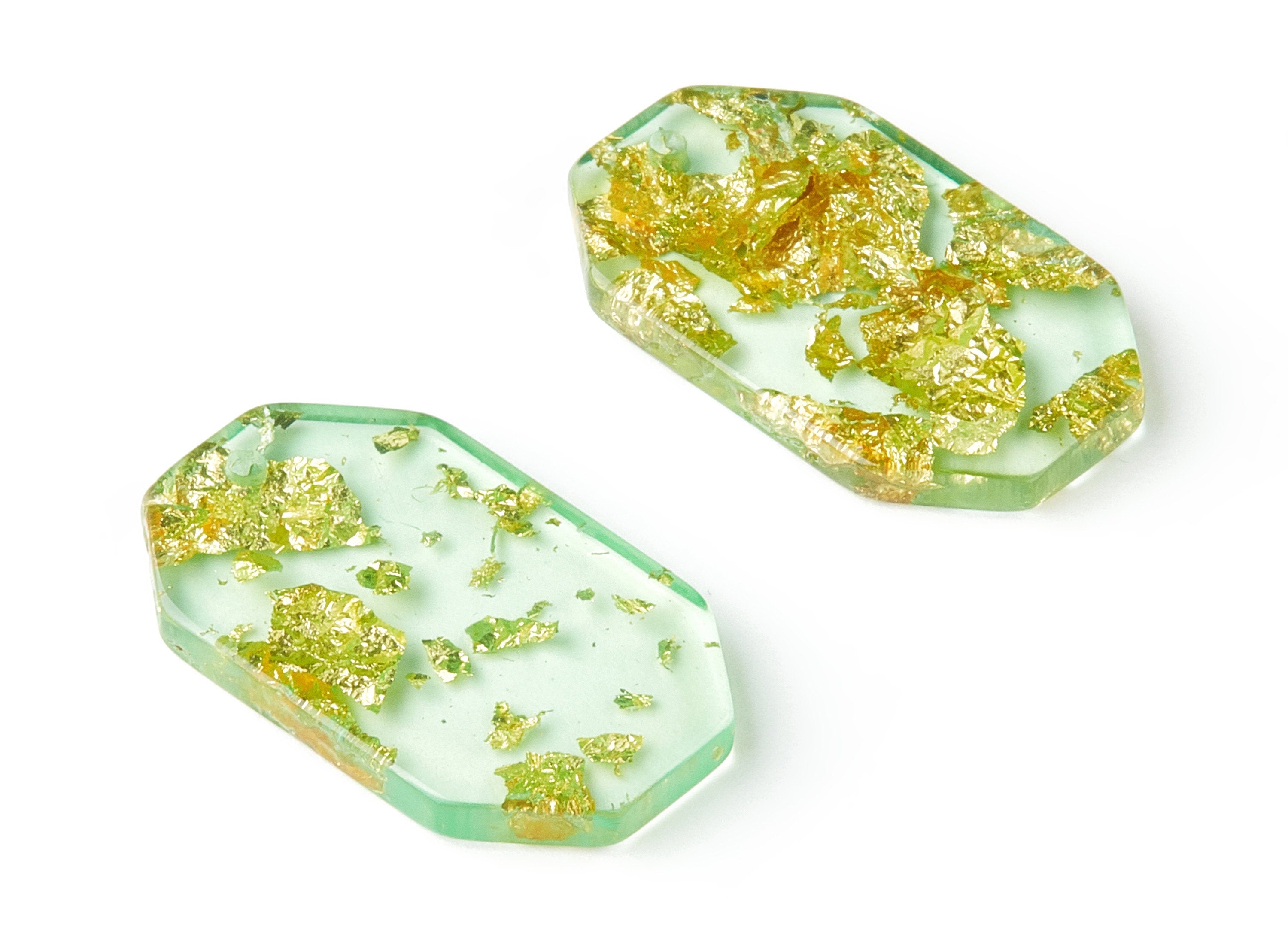 Acrylic Octagon Charms - Gold Color Flake Earrings - Octagon Earrings and Pendant - Color Code: A292 - 28.48x17.44x2.99mm - AC1611-A292 - DOMEDBAZAAR