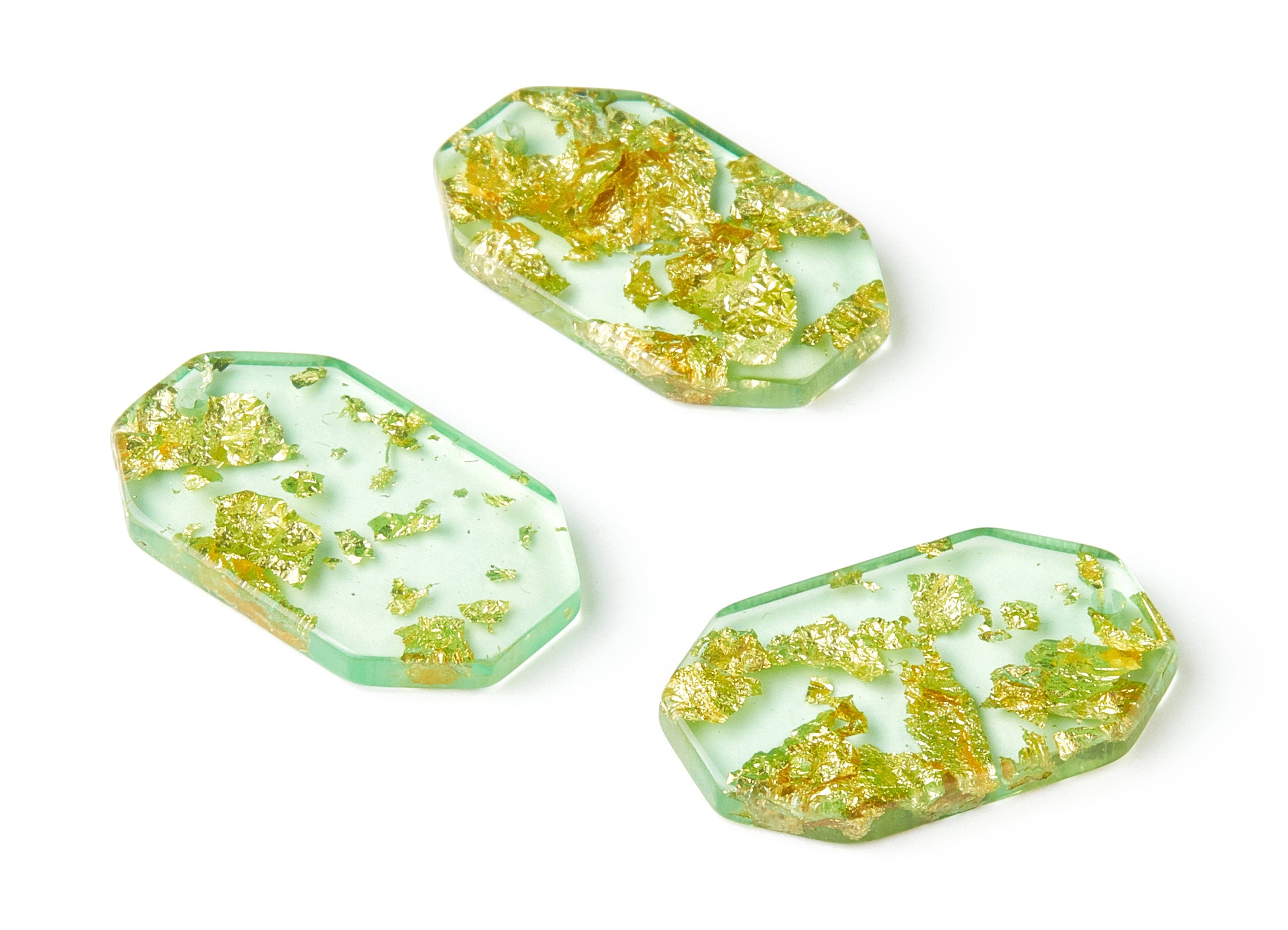 Acrylic Octagon Charms - Gold Color Flake Earrings - Octagon Earrings and Pendant - Color Code: A292 - 28.48x17.44x2.99mm - AC1611-A292 - DOMEDBAZAAR