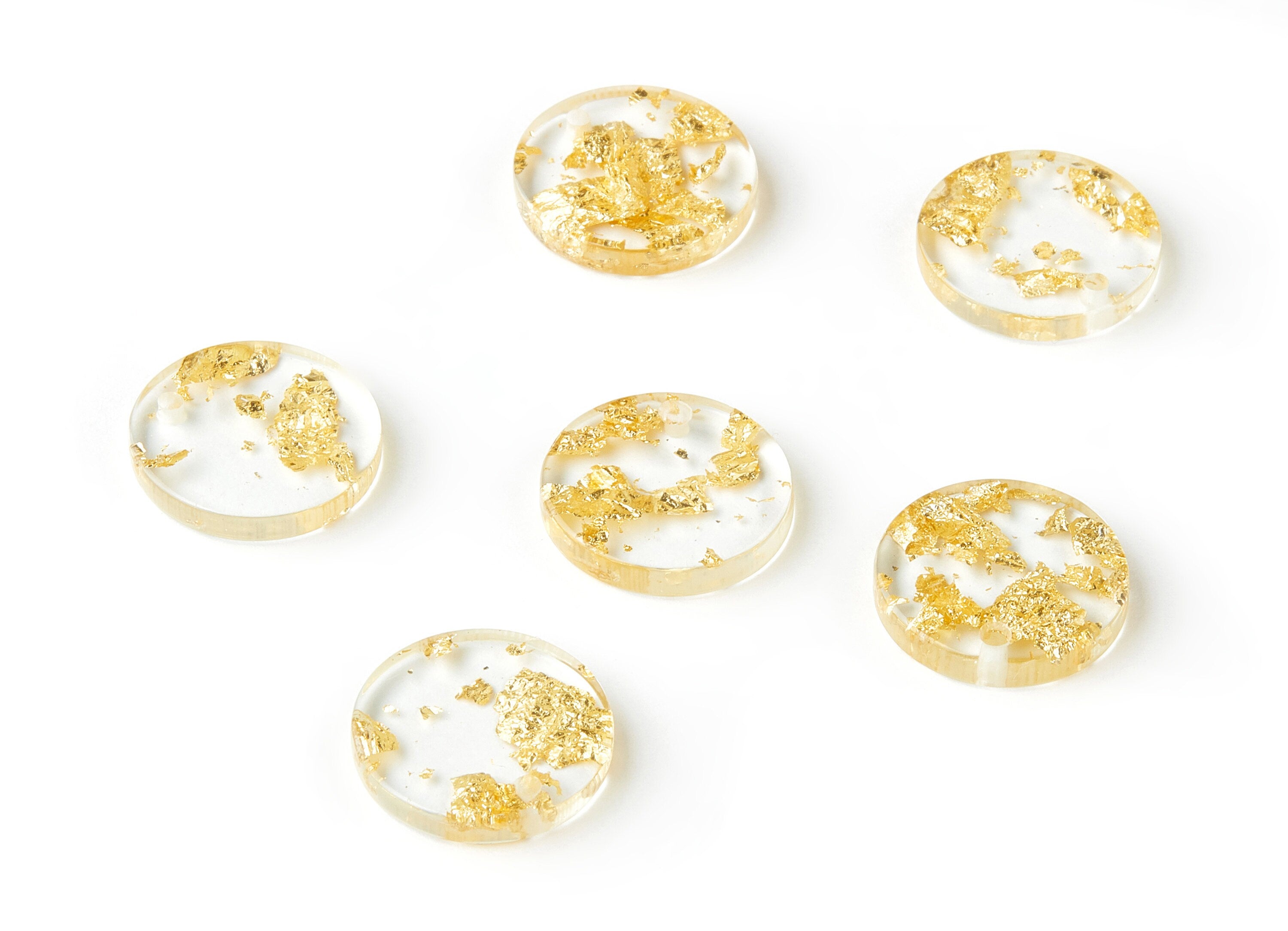 Acrylic Round Charms - Gold Foil & Confetti - Coin Earrings and Pendant  - Color Code: A255 - 16.68x16.68x3.1mm - AC1609-A255 - DOMEDBAZAAR