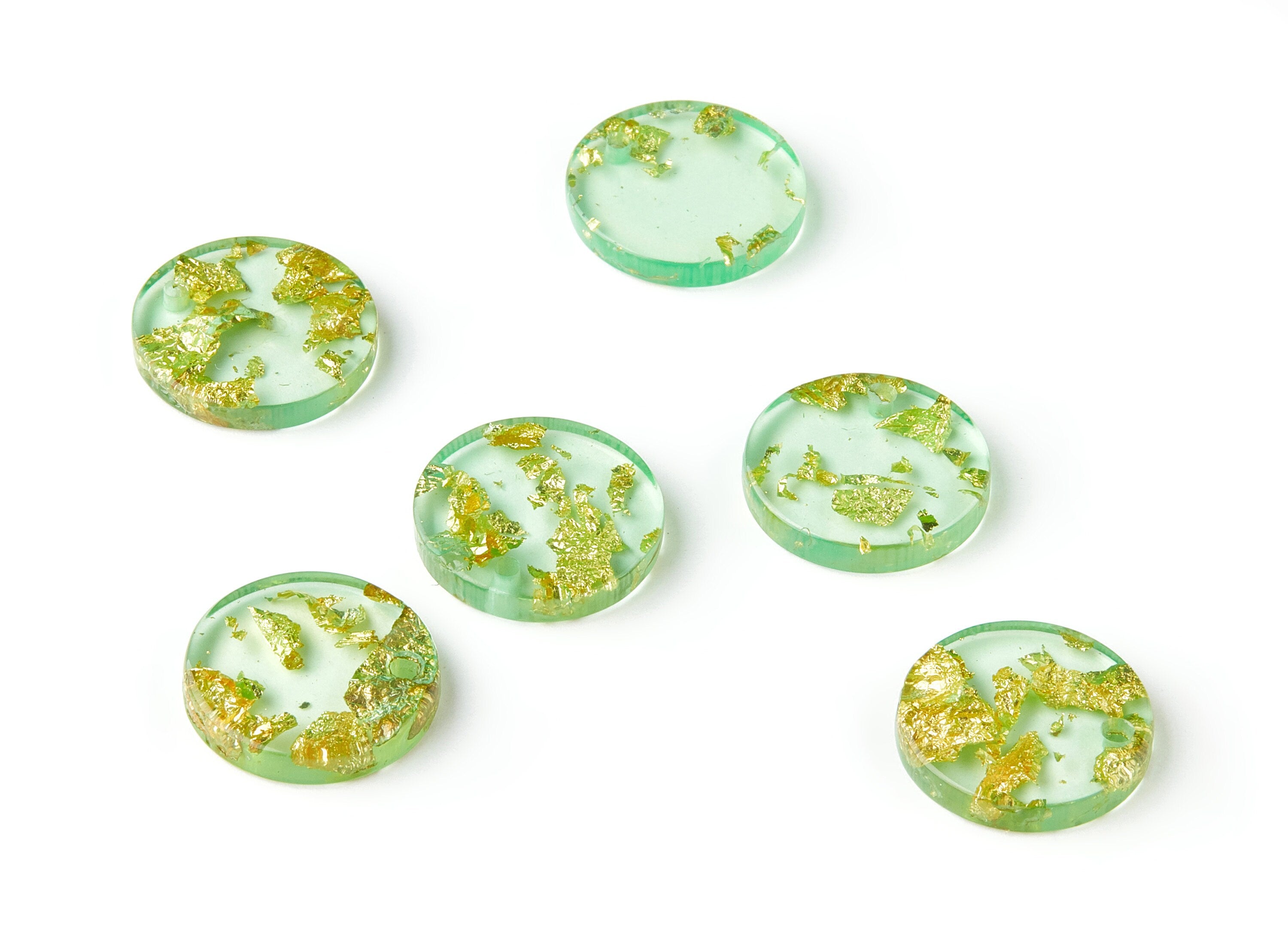 Acrylic Round Charms - Gold Color Flake Earrings - Coin Earrings and Pendant  - Color Code: A292 - 16.68x16.68x3.1mm - AC1609-A292 - DOMEDBAZAAR