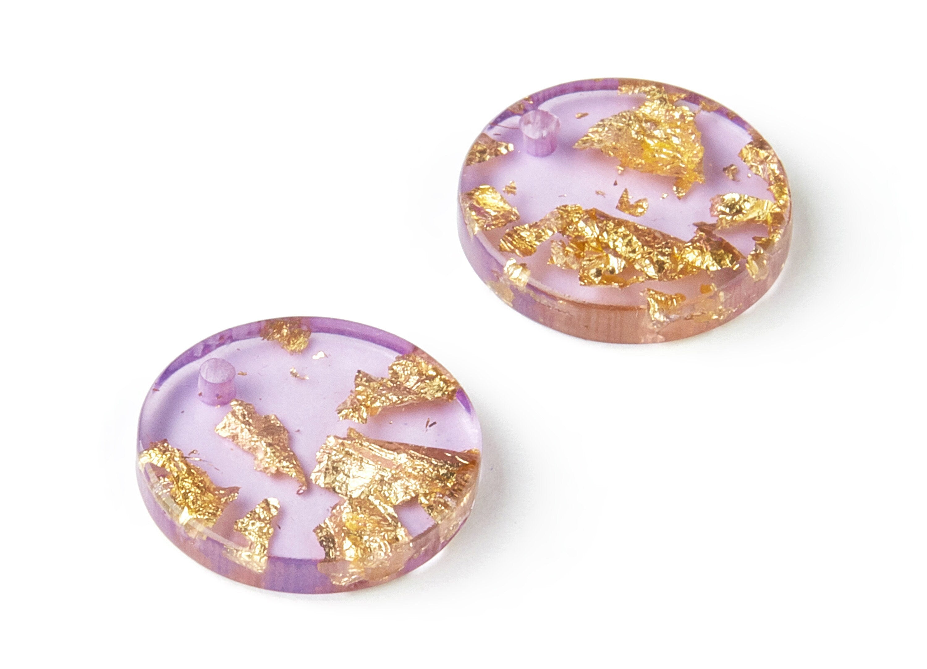 Acrylic Round Charms - Gold Color Flake Earrings - Coin Earrings and Pendant - Color Code: A293 - 16.68x16.68x3.1mm - AC1609-A293 - DOMEDBAZAAR