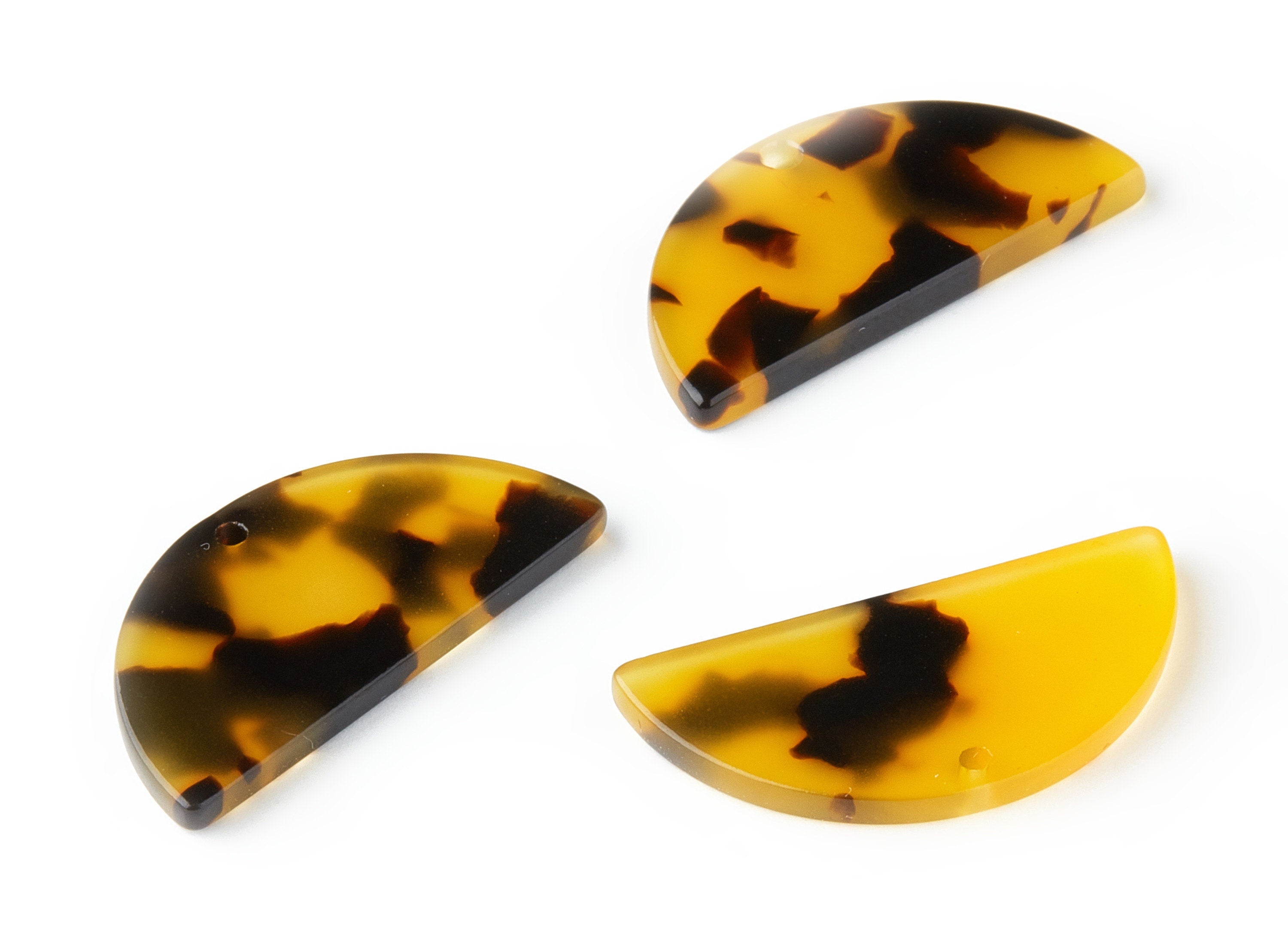 Acetate Semi Circle Earring Charms- Tortoise Shell Half Moon Pendant - Jewelry Making Supplies -  Color Code:A02 - 30.5x15x2.6mm- AC1582-A02 - DOMEDBAZAAR