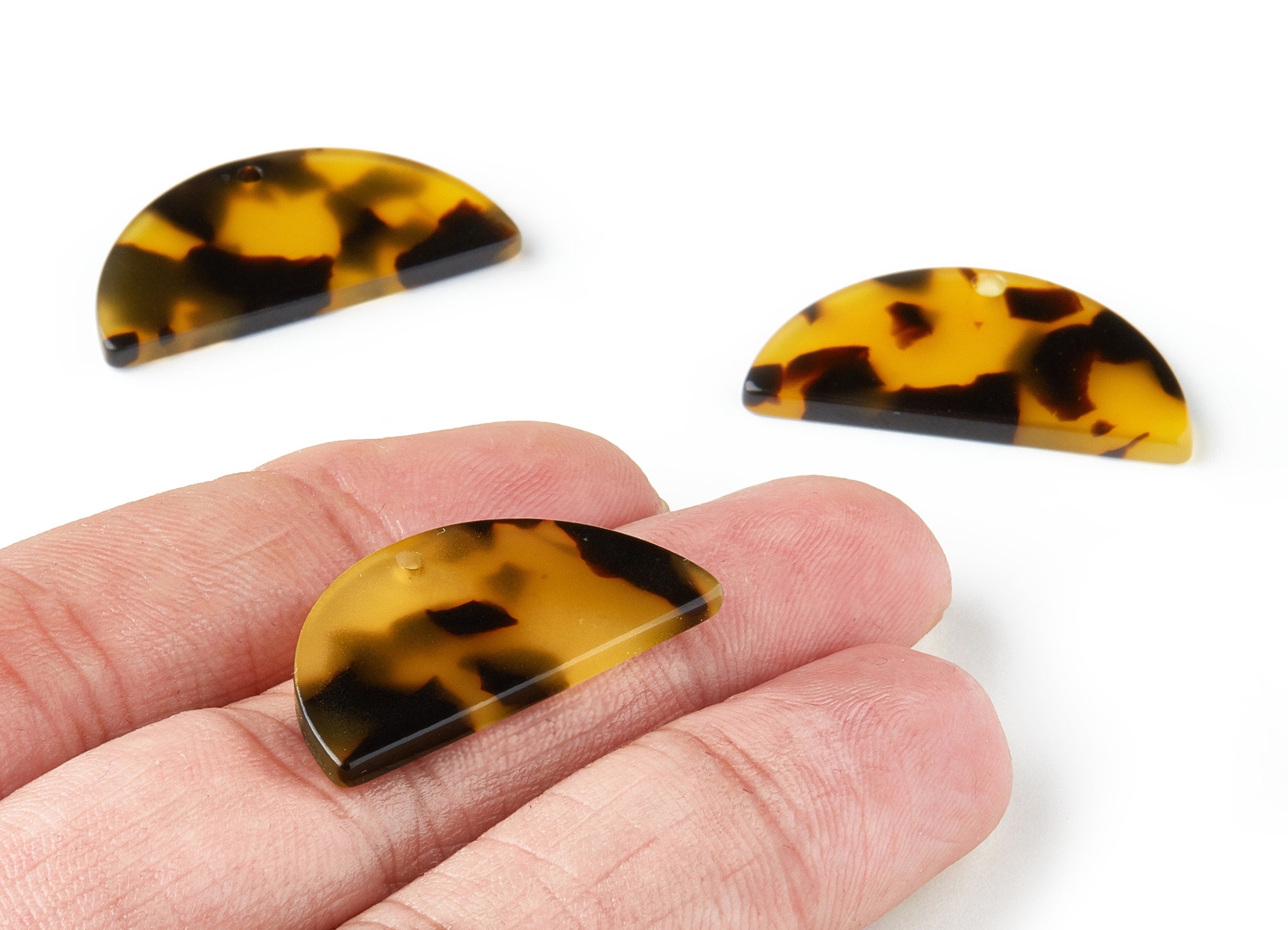 Acetate Semi Circle Earring Charms- Tortoise Shell Half Moon Pendant - Jewelry Making Supplies -  Color Code:A02 - 30.5x15x2.6mm- AC1582-A02 - DOMEDBAZAAR