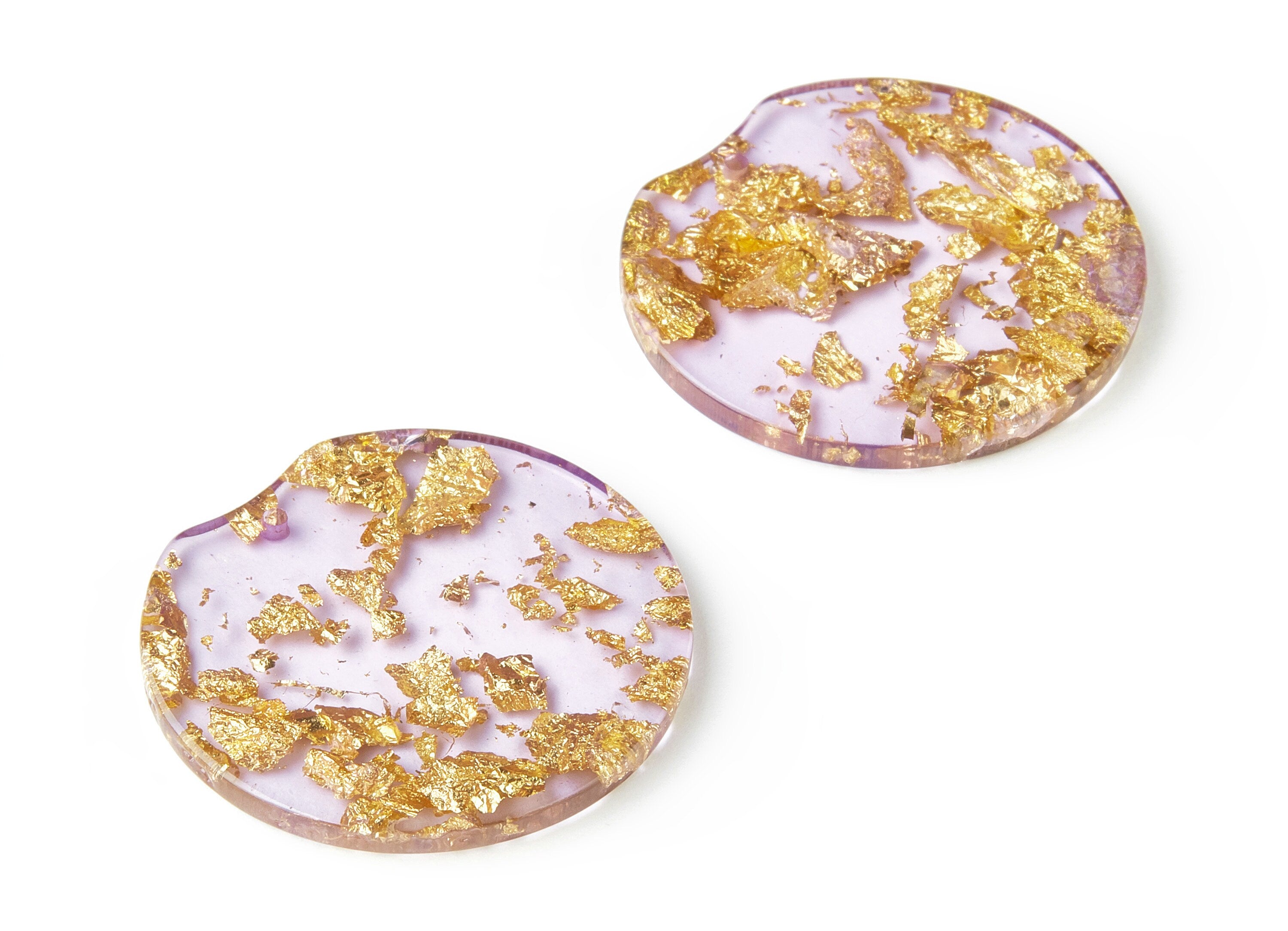 Acrylic Round Charms - Gold Color Flake Earrings - Round Earrings and Pendant - Color Code: A293 - 37.2x34.96x3.01mm - AC1613-A293 - DOMEDBAZAAR