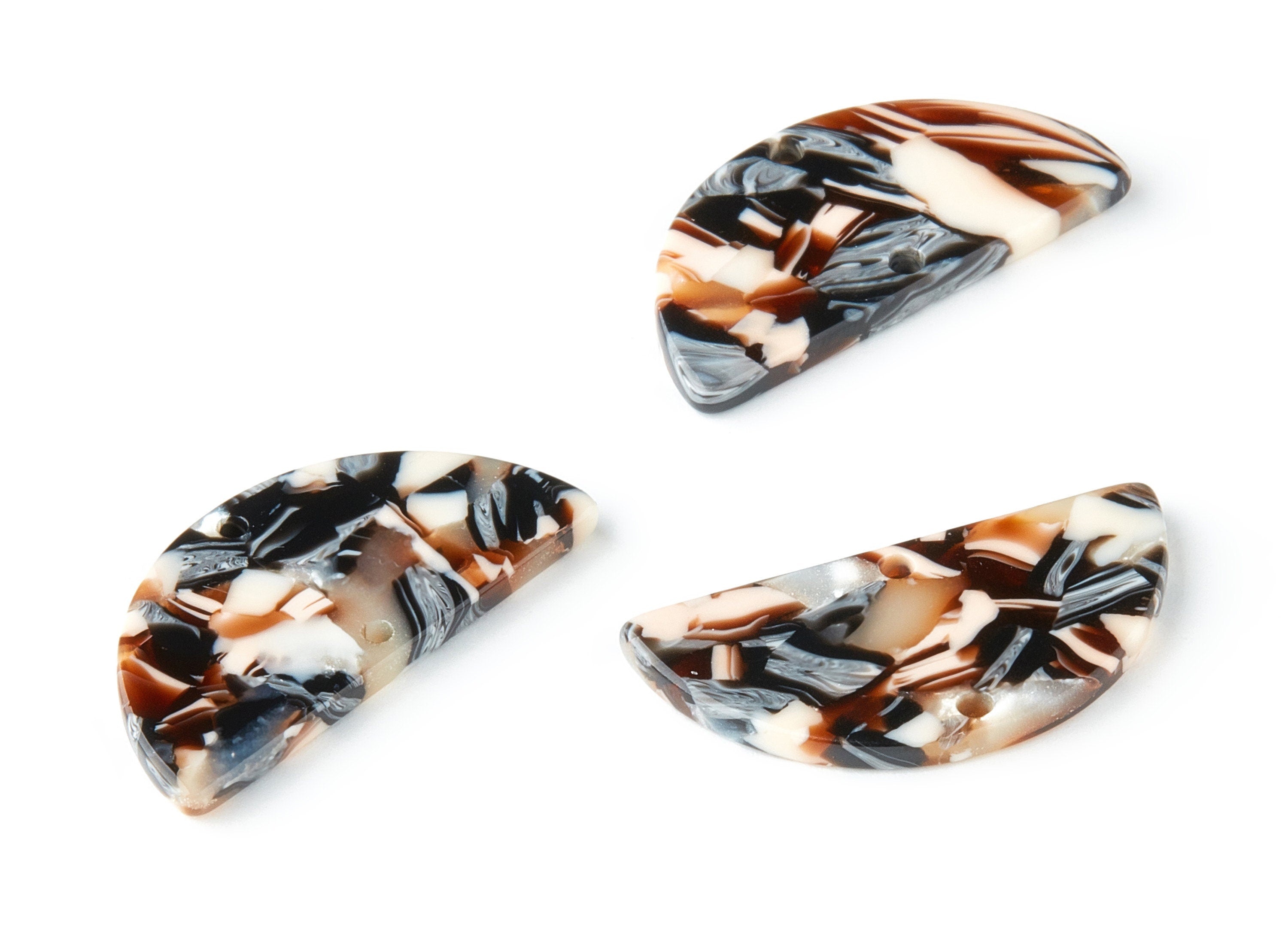 Acetate Semicircle Connectors Charms - 2 Holes - Semicircle Earrings - Earring Findings - Color Code:A51 - 30x15x2.5mm - AC1061-A51 - DOMEDBAZAAR