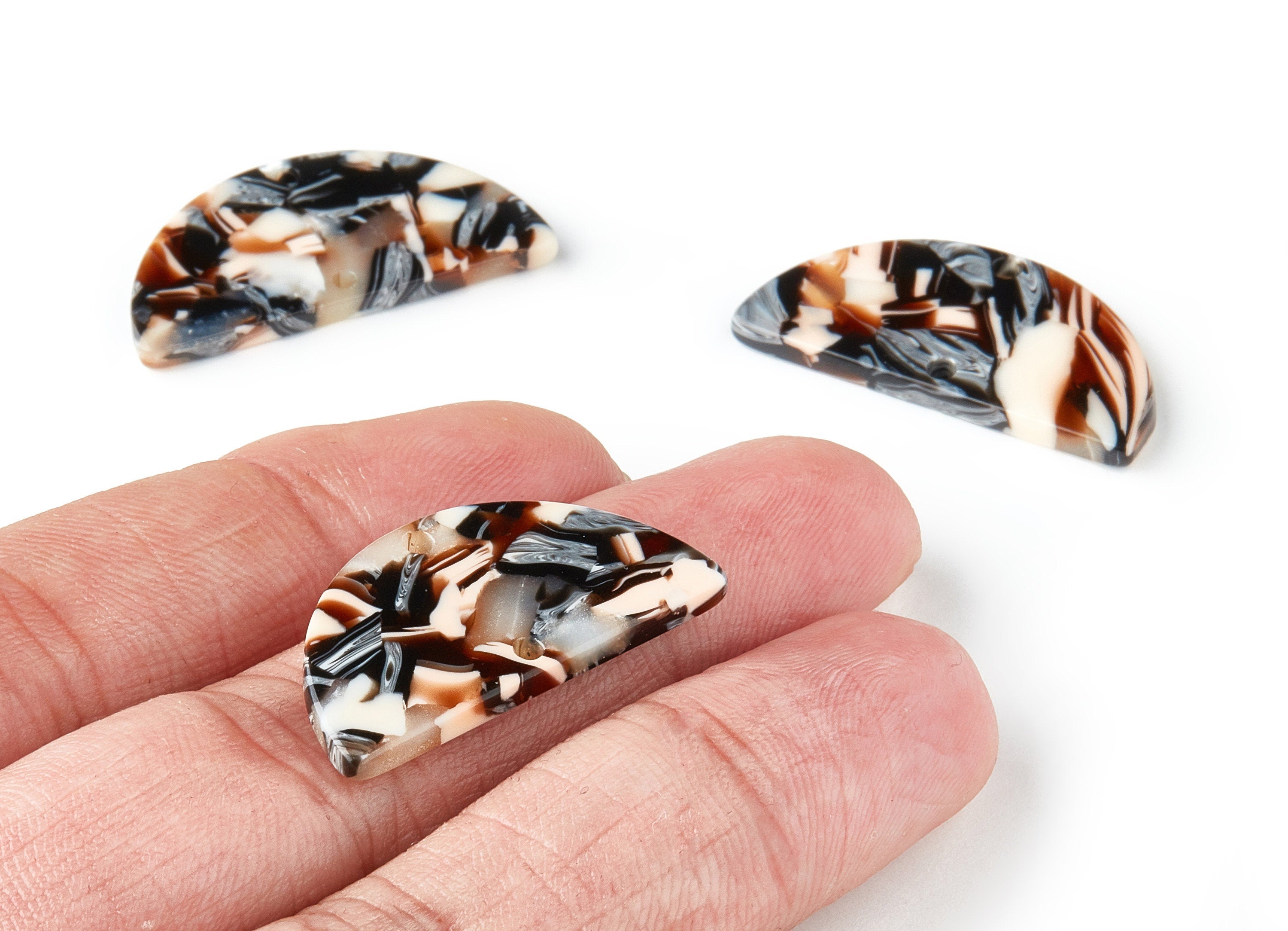 Acetate Semicircle Connectors Charms - 2 Holes - Semicircle Earrings - Earring Findings - Color Code:A51 - 30x15x2.5mm - AC1061-A51 - DOMEDBAZAAR