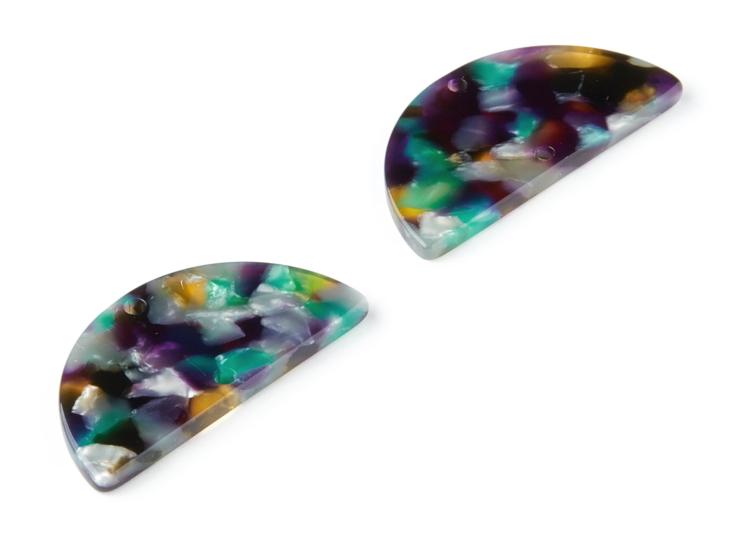 Acetate Semicircle Connectors - 2 Holes - Semicircle Connectors - Earring Findings - Color Code:A50 - 33.6x16.5x2.5mm - AC1218M - DOMEDBAZAAR
