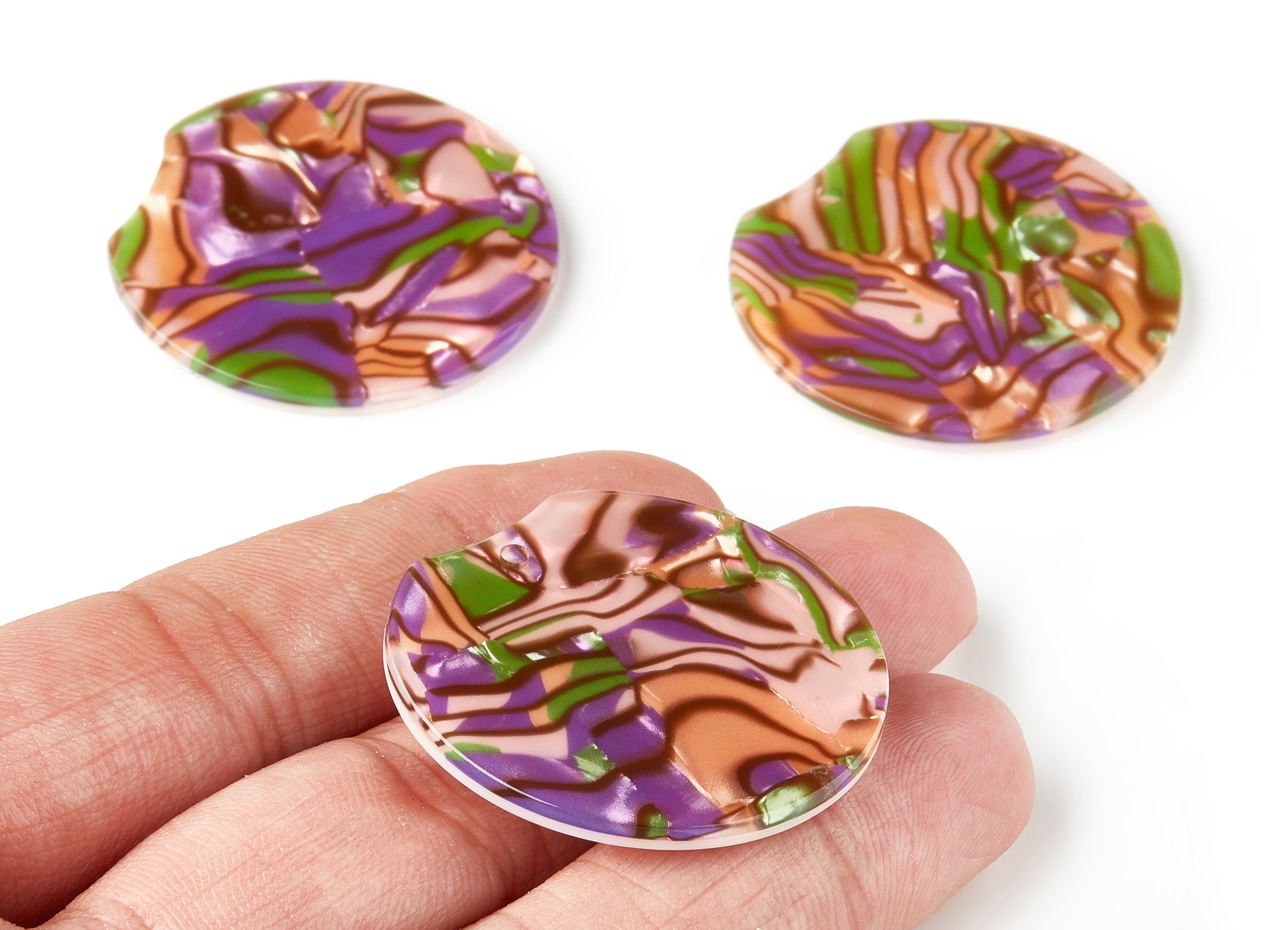 Acetate Round Charms - Round Earring and Pendant - Earring Findings - Jewelry Supplys - Color Code: A289 - 36.76x34.55x2.62mm - AC1604-A289 - DOMEDBAZAAR