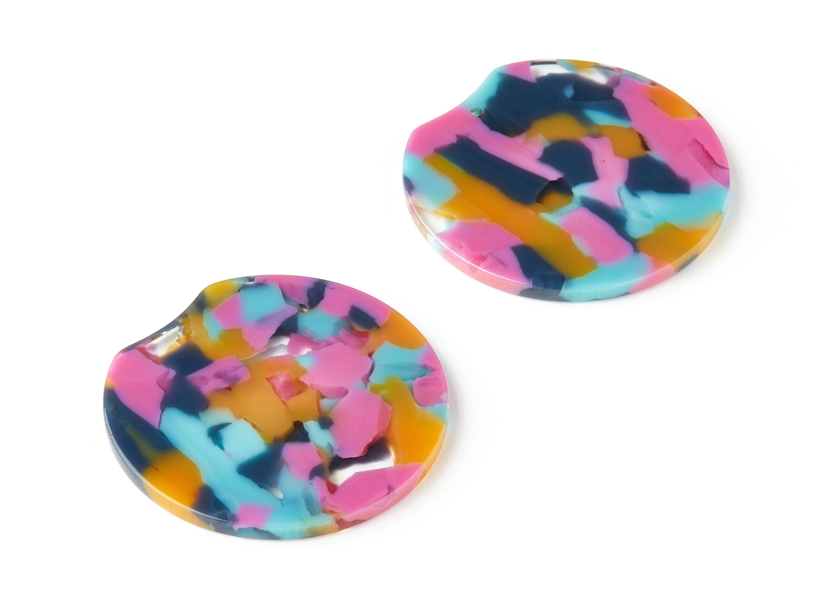 Acetate Round Charms - Round Earring and Pendant - Earring Findings - Jewelry Supplys - Color Code: A258 - 36.76x34.55x2.62mm - AC1604-A258 - DOMEDBAZAAR