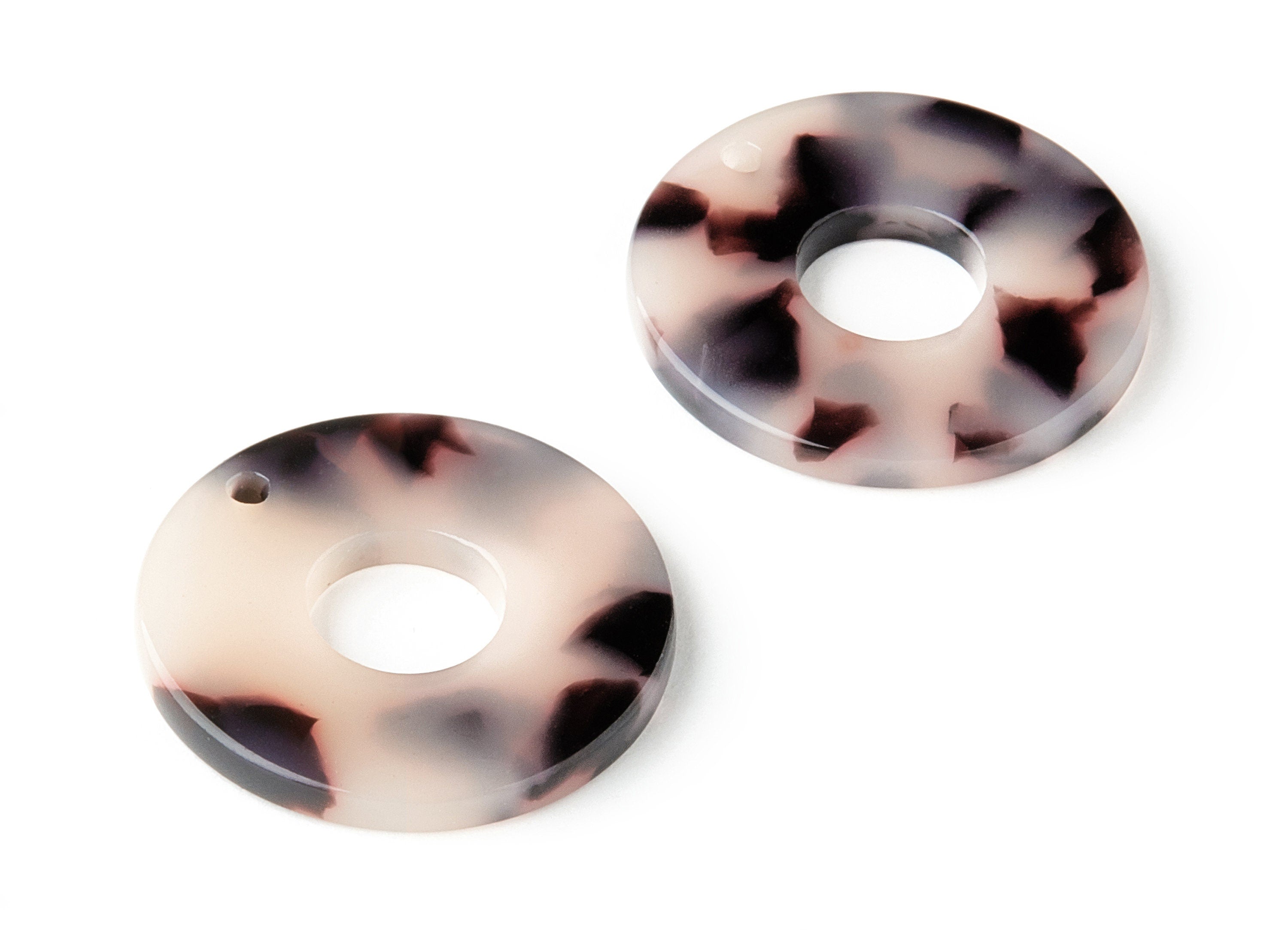 Acetate Circle Charms - Blond Tortoise Shell Earrings - Round Earring and Pendant - Color Code: A07 - 24.87x24.87x 2.62mm - AC1603-A07 - DOMEDBAZAAR