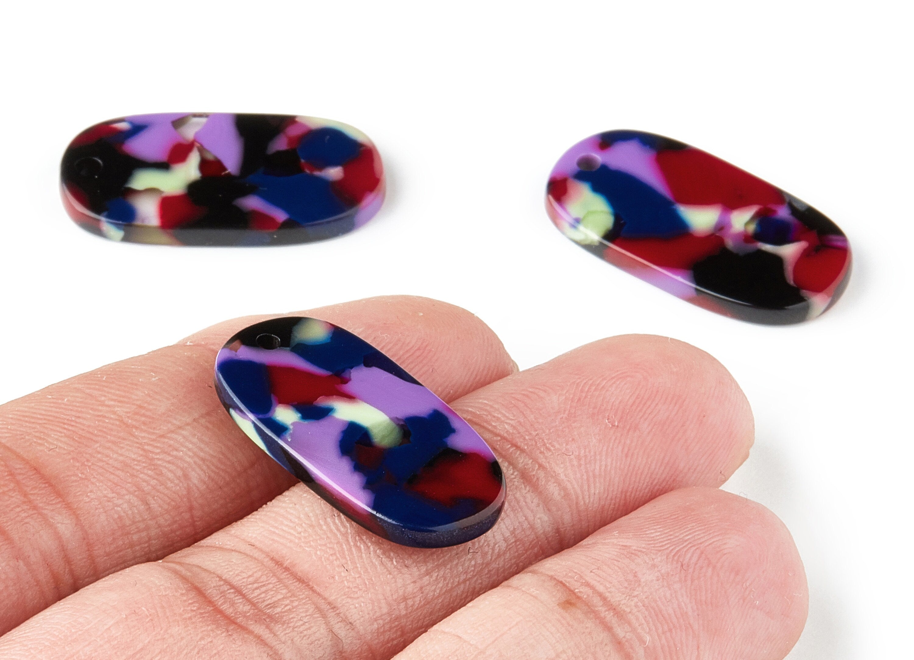 Acetate Oval Earring Charms - Acrylic Oval Pendant - Earring Findings - Jewelry Supplies - Color Code:A151 - 26.63x13.9x2.7mm - AC1156AO - DOMEDBAZAAR