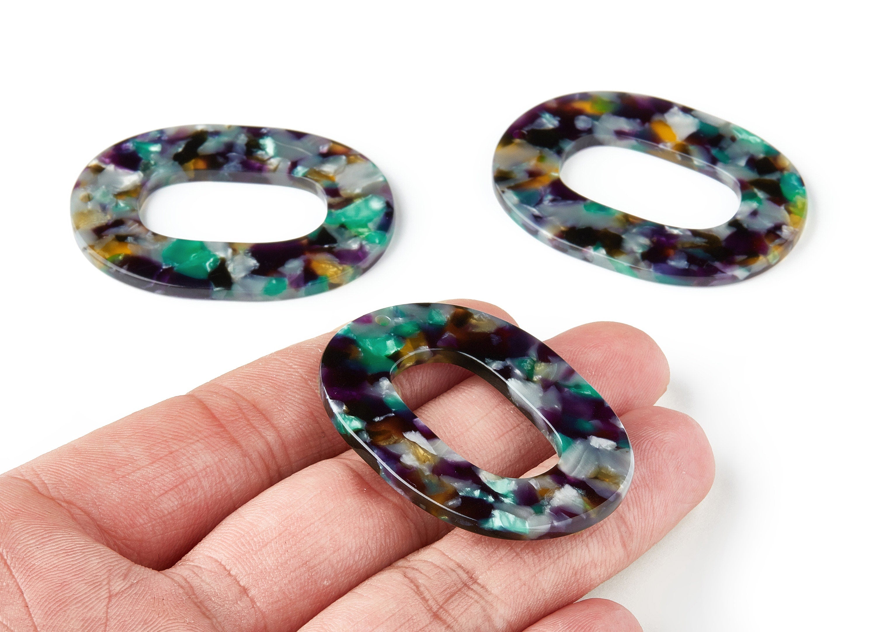 AAcetate Oval Charms - Oval Earrings and Pendant - Earring Findings - Jewelry Supplies - Color Code:A50 - 47x34.6x2.51mm - AC1065AV - DOMEDBAZAAR