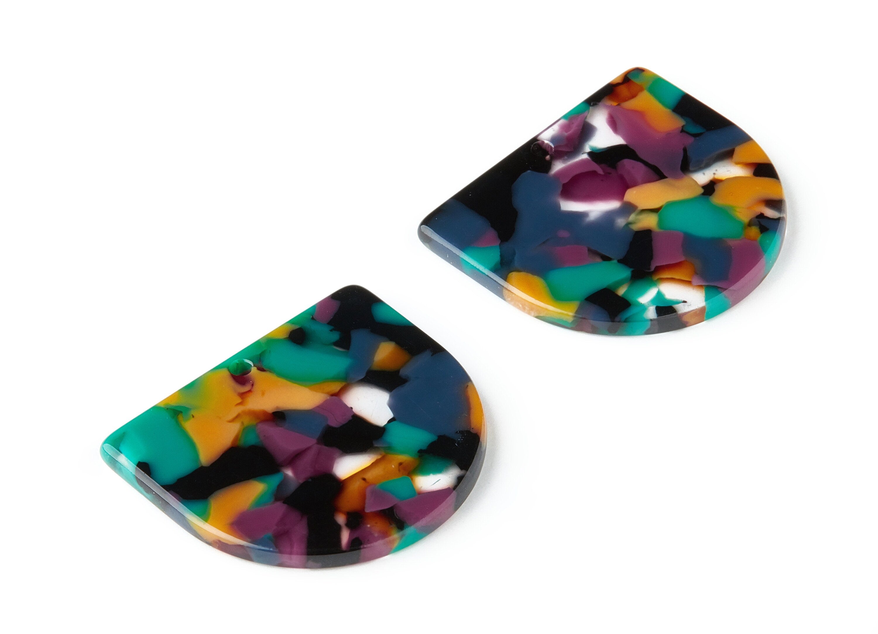Acetate D Earring Charm - Acrylic D Pendant - Earring Findings - Jewelry Supplies - Color Code:A25 - 33.4x29.2x2.5mm - AC1094AH - DOMEDBAZAAR