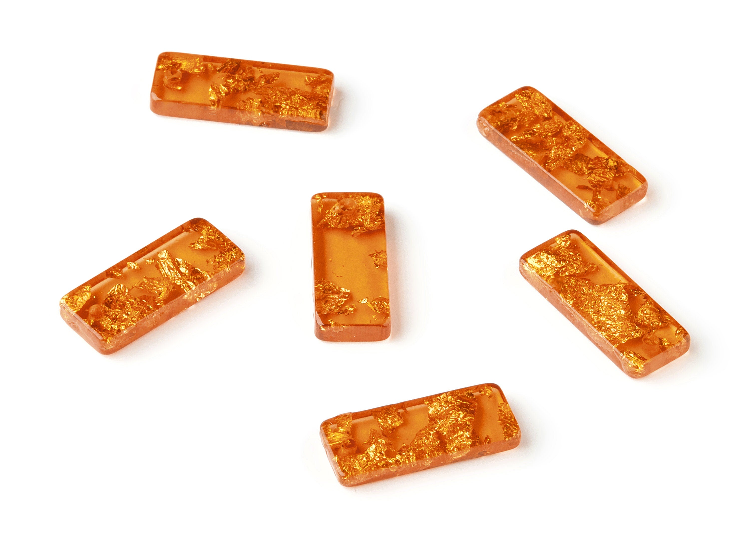Acrylic Rectangle Charms - Gold Color Flake Earrings - Rectangle Earrings and Pendant - Color Code: A291 - 20.71x8.55x3.1mm - AC1605-A291 - DOMEDBAZAAR