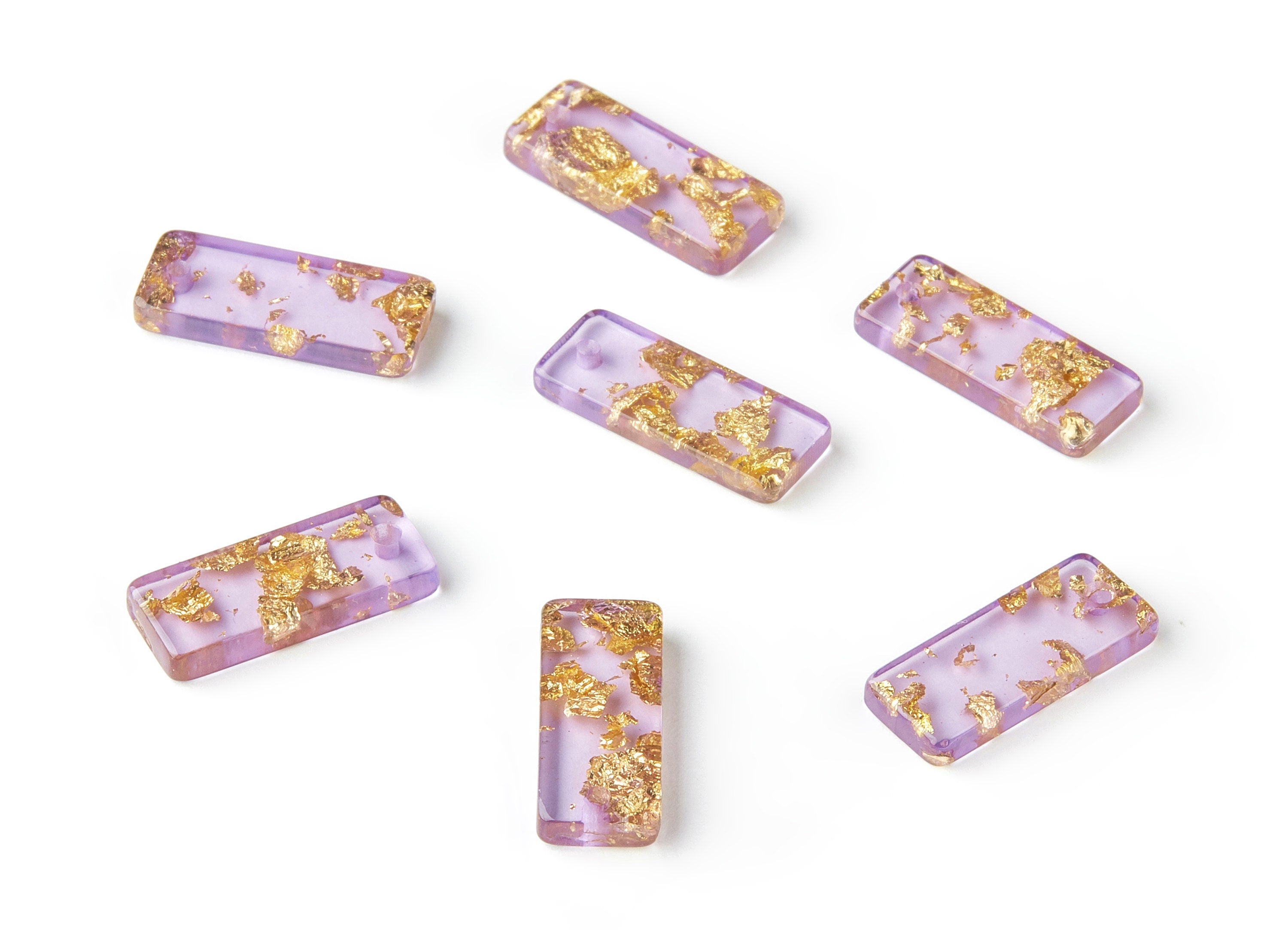Acrylic Rectangle Charms - Gold Color Flake Earrings - Rectangle Earrings and Pendant - Color Code: A293 - 20.71x8.55x3.1mm - AC1605-A293 - DOMEDBAZAAR