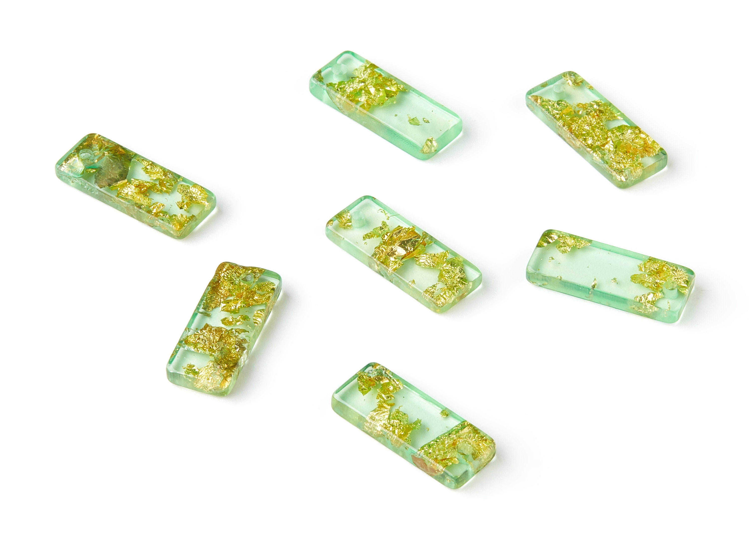 Acrylic Rectangle Charms - Gold Color Flake Earrings - Rectangle Earrings and Pendant - Color Code: A292 - 20.71x8.55x3.1mm - AC1605-A292 - DOMEDBAZAAR