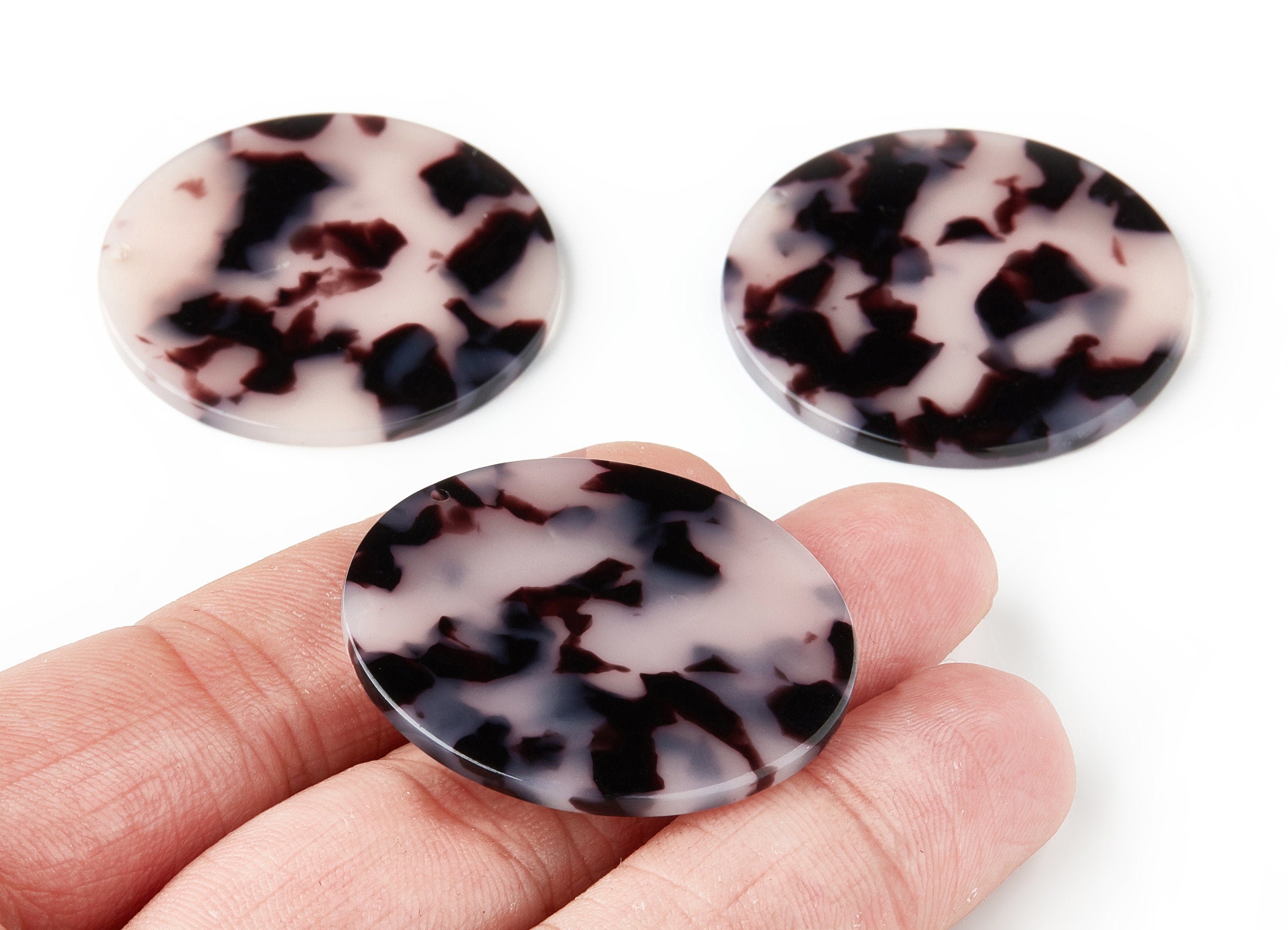 Acetate Acrylic Earring Charms - Blonde Tortoise Shell Earrings - Coin Shaped Pendant - Color Code: A06 - 37.57x37.57x2.55mm - AC1573-A06 - DOMEDBAZAAR