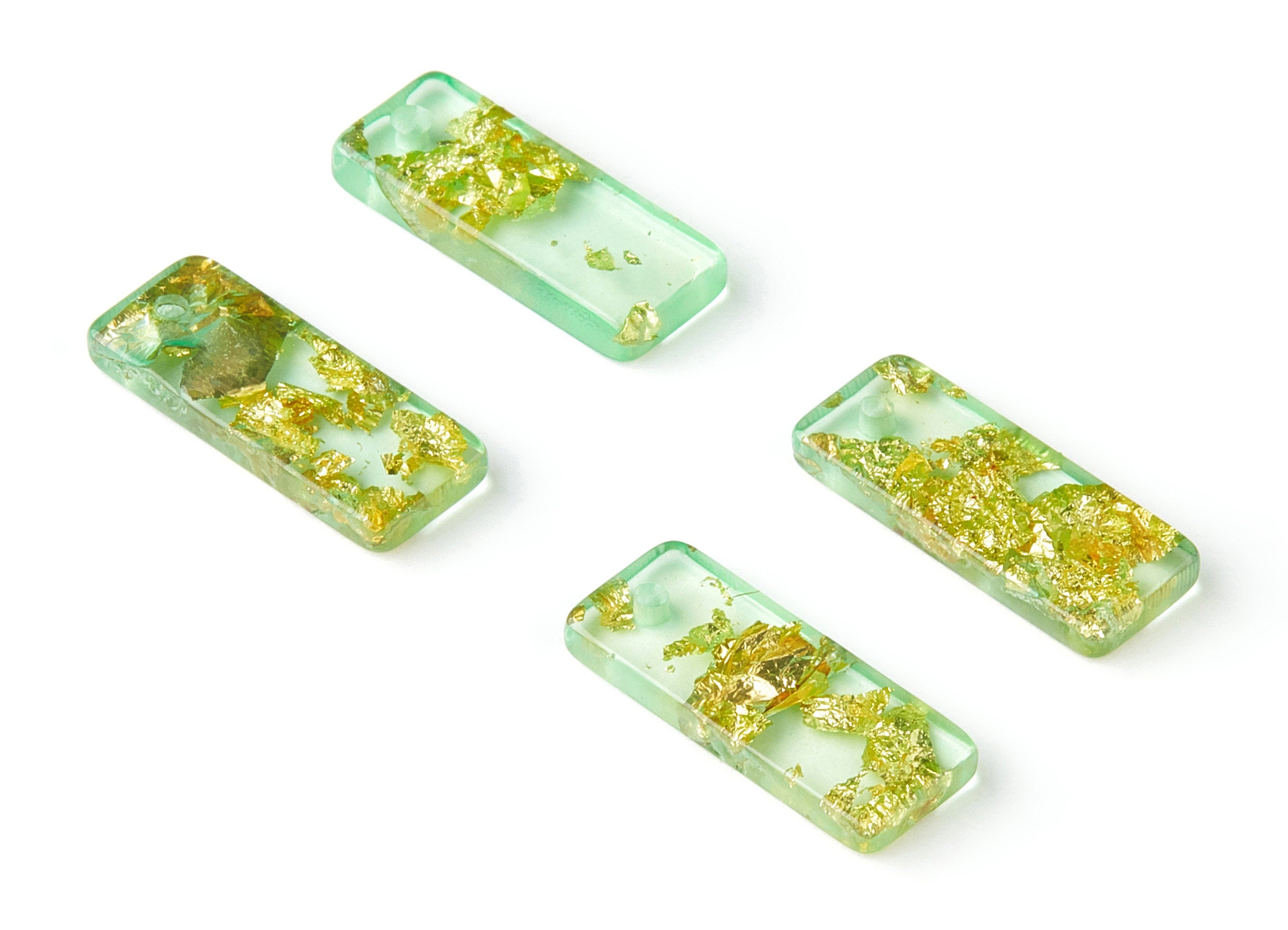 Acrylic Rectangle Charms - Gold Color Flake Earrings - Rectangle Earrings and Pendant - Color Code: A292 - 20.71x8.55x3.1mm - AC1605-A292 - DOMEDBAZAAR