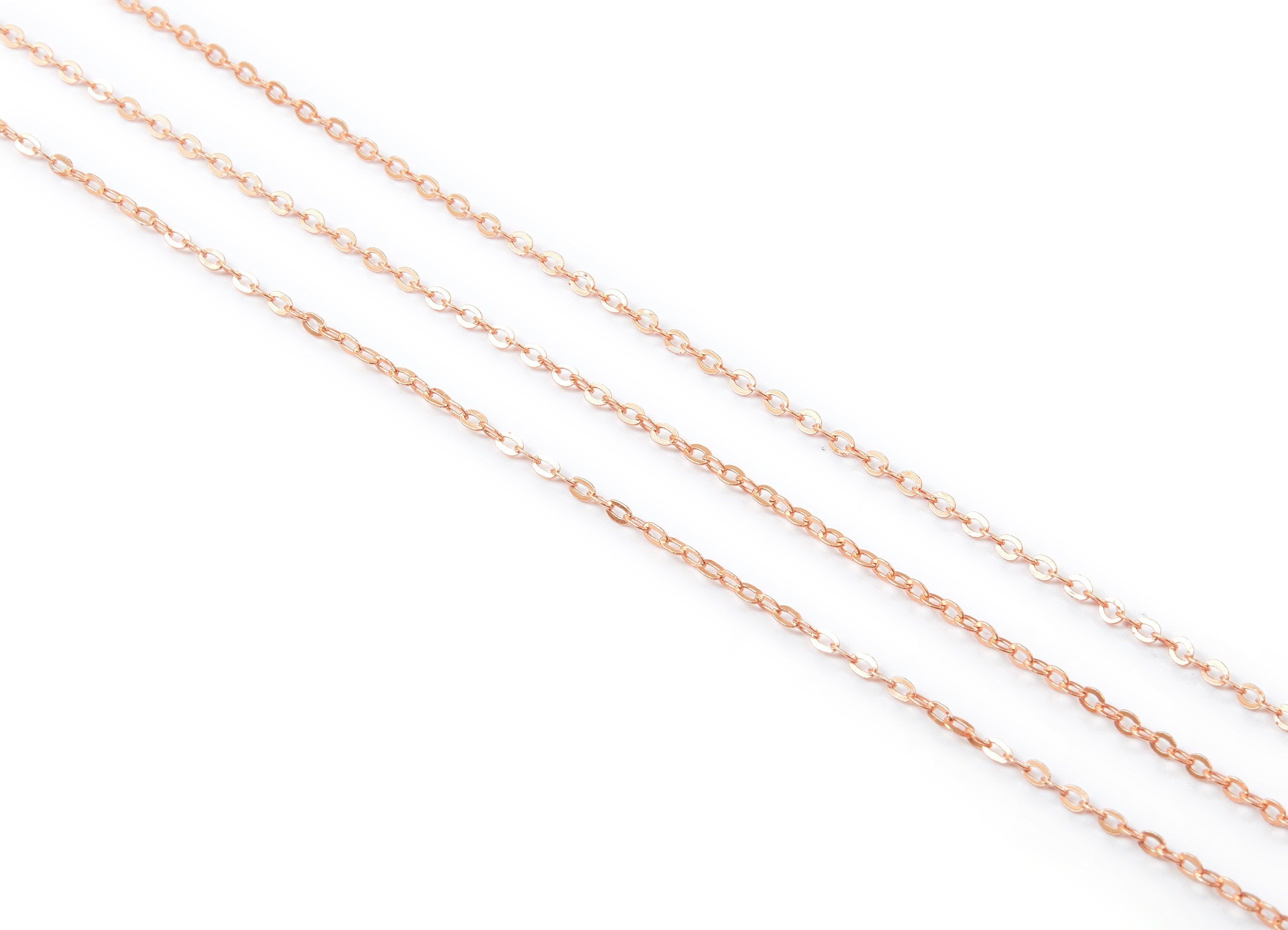 Flat Soldered Cable Chain - Brass Chain - Rose Tone Plated - Brass Soldered Link Chain - 0.09&quot; x 0.06&quot; x 0.01&quot; - CC1041B-R - DOMEDBAZAAR