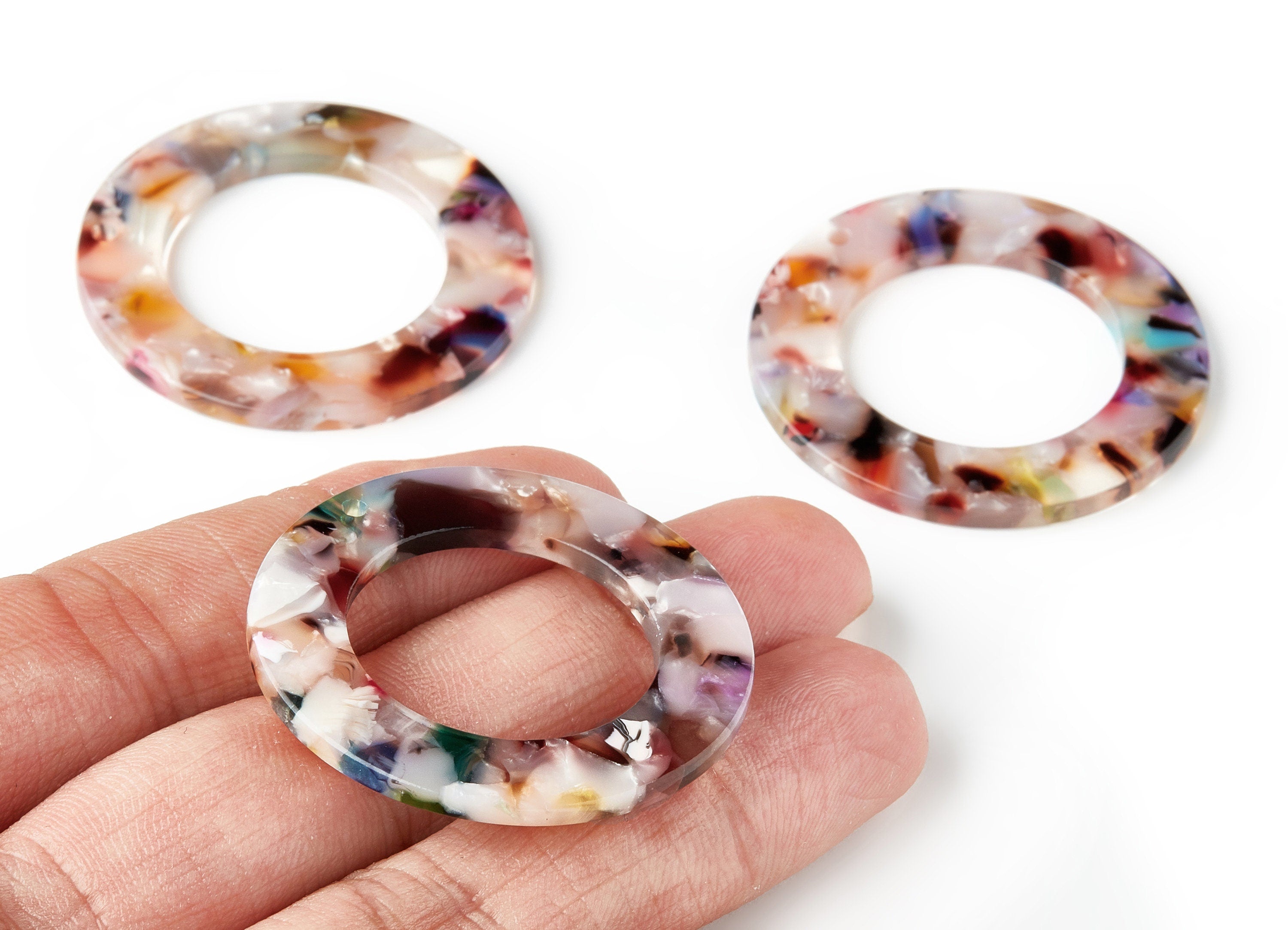 Acetate Circle Charms - Circle Earrings and Pendant - Earring Findings - Jewelry Supplies - Color Code: A59 - 39.8x39.8x2.55mm - AC1070-A59 - DOMEDBAZAAR