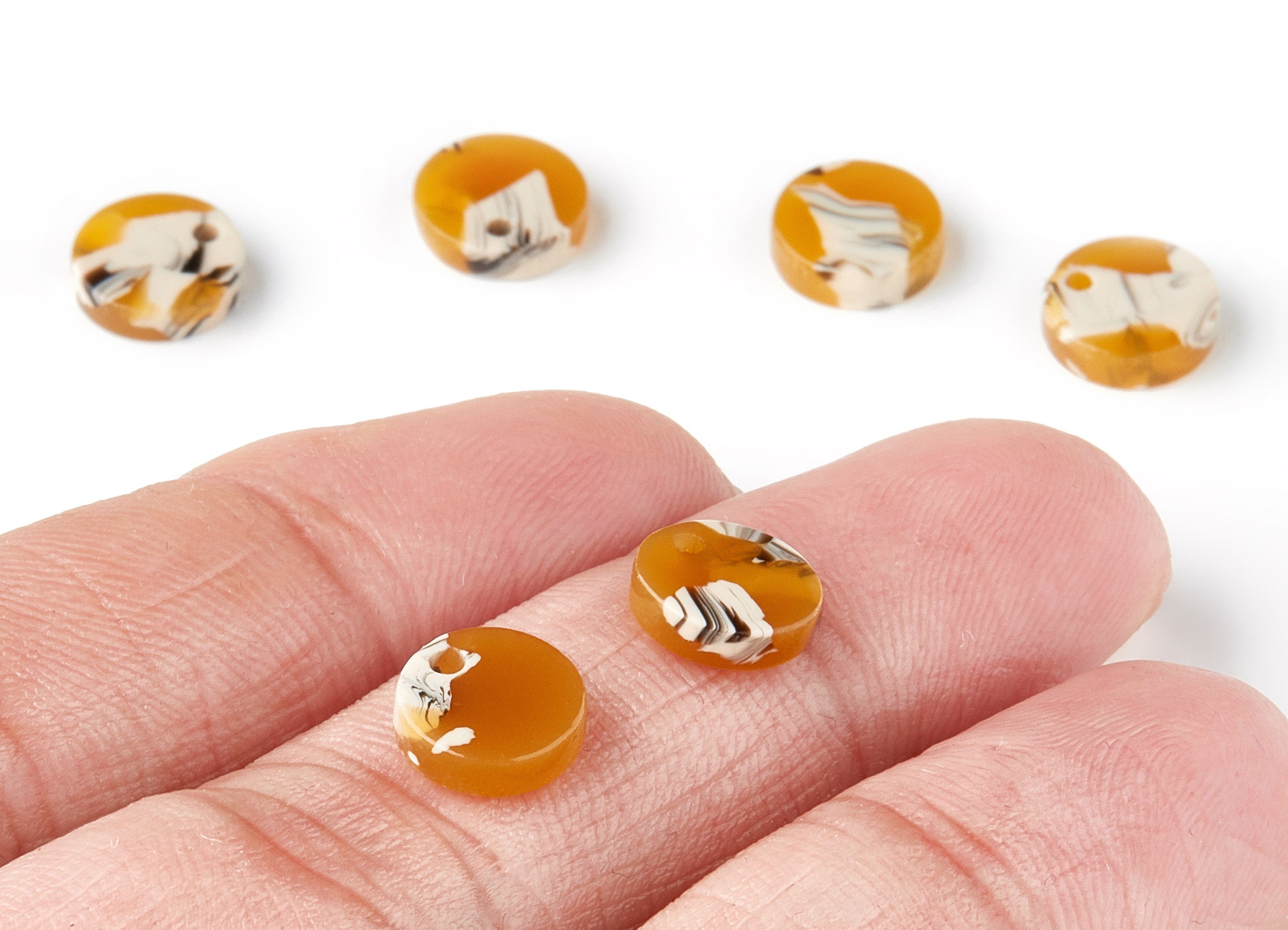 Acetate Coin Earring Charms - Acrylic Coin Pendant - Earring Findings - Jewelry Supplies - Color Code: A14 - 9x9x3mm - AC1151-A14 - DOMEDBAZAAR