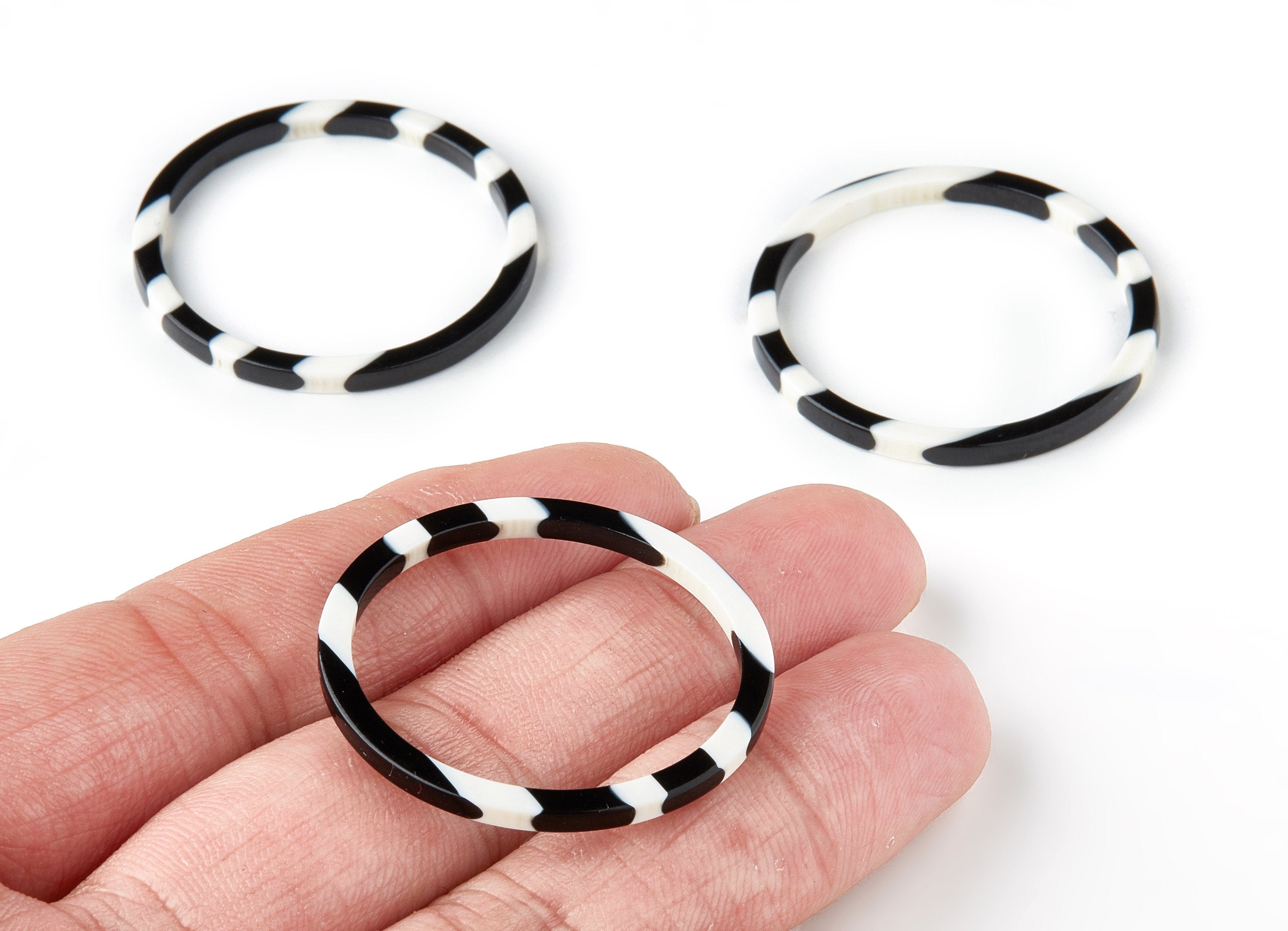 Acetate Hoop Earring Charms - Circle Shaped Pendant - Earring Findings - Jewelry Supplies - Color Code: A64 - 35.5x35.5x2.76mm - AC1193C - DOMEDBAZAAR