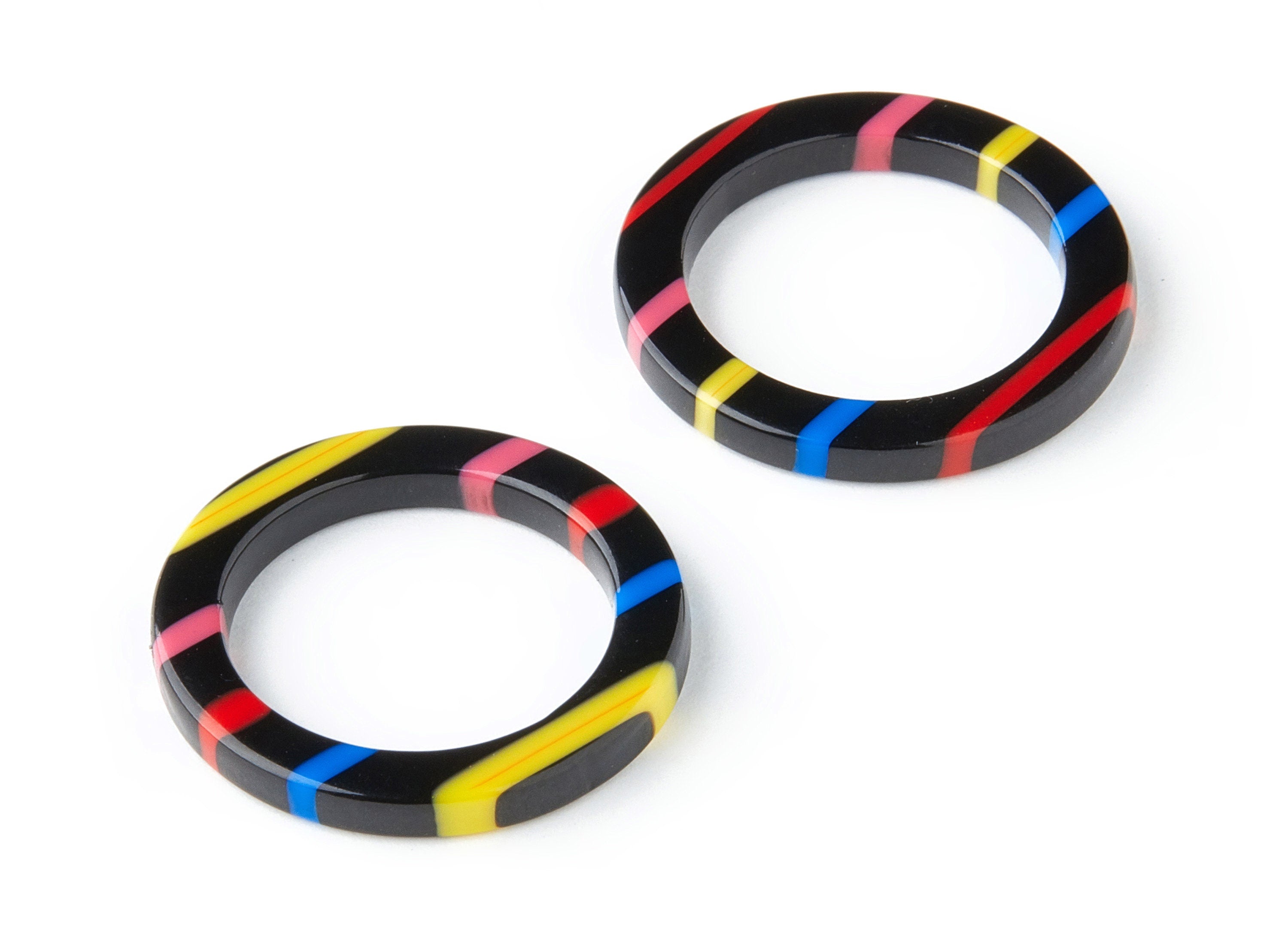 Acetate Hoop Earring Charms - Circle Shaped Pendant - Earring Findings - Jewelry Supplies - Color Code: A141 - 24.5x24.5x2.65mm - AC1195B - DOMEDBAZAAR