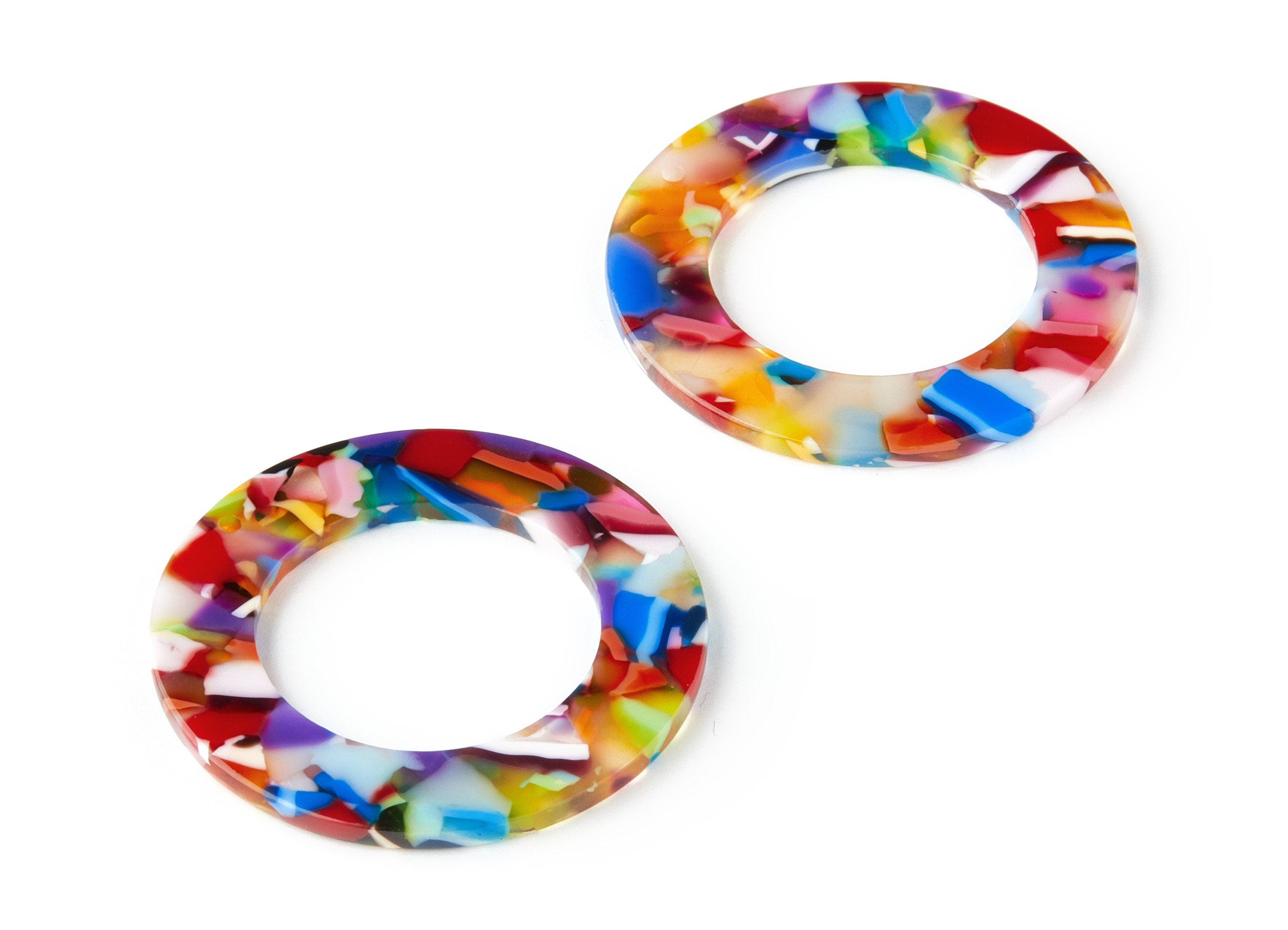 Acetate Circle Charms - Circle Earrings and Pendant - Earring Findings - Jewelry Supplies - Color Code: A21 - 39.8x39.8x2.55mm - AC1070-A21 - DOMEDBAZAAR