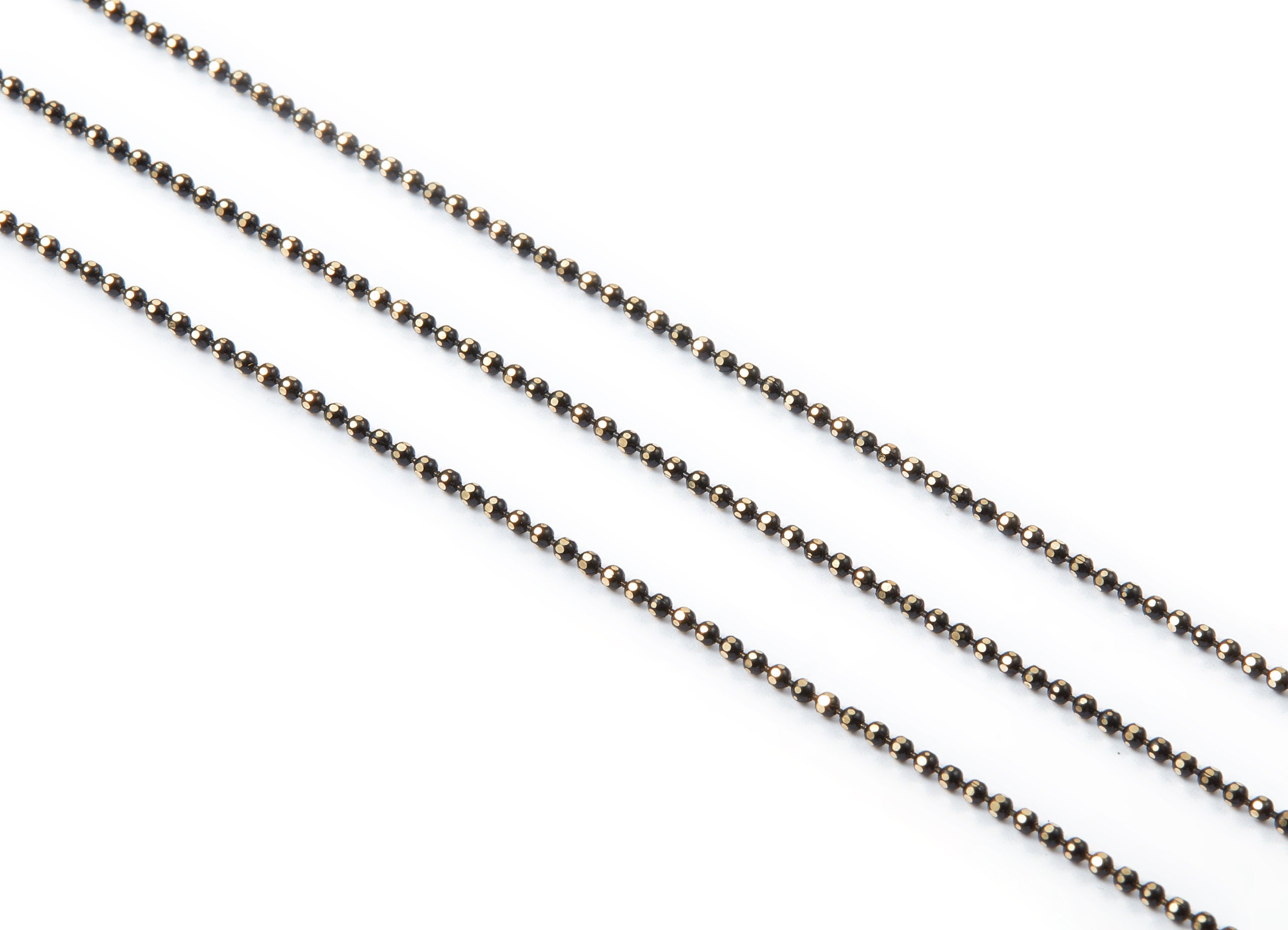 Faceted Tiny Ball Chain -Brass Chain - Antique Brass Faceted Black Ball Chain  - 0.06&quot; - CC1092 - DOMEDBAZAAR
