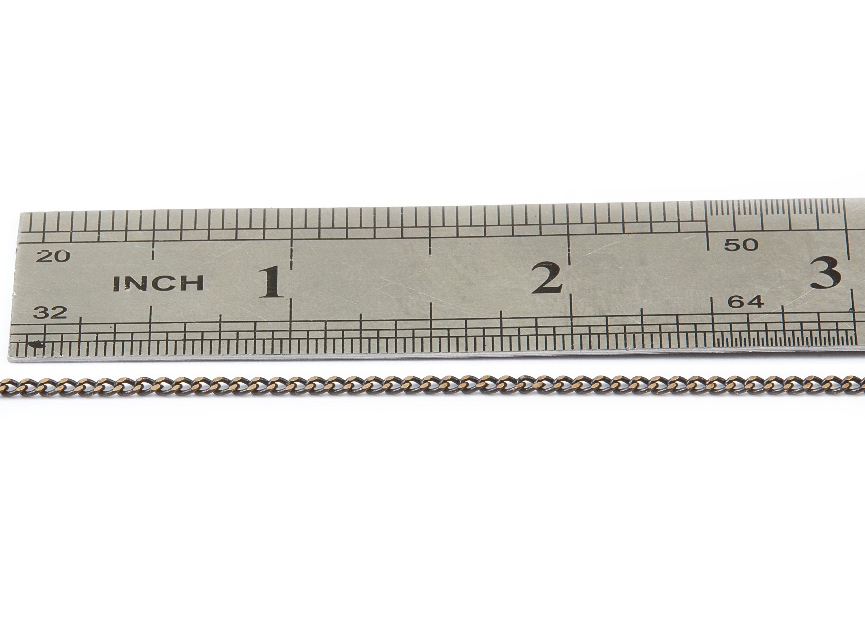Faceted Soldered Tiny Curb Chain - Brass Chain - Antique Brass Faceted - Black Solder Chain - 0.07&quot; x 0.04&quot; x 0.02&quot; -  CC1070 - DOMEDBAZAAR