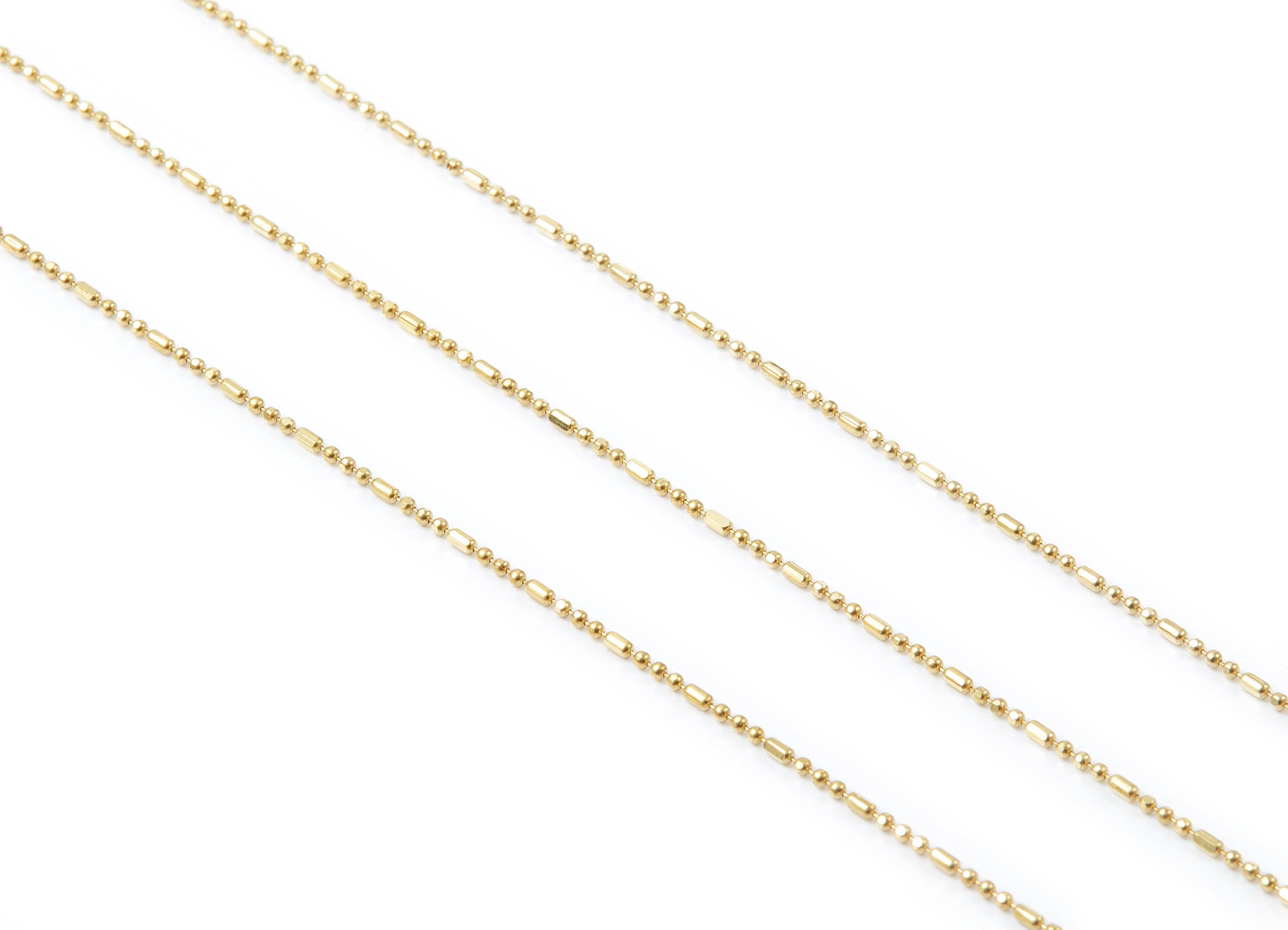 Faceted Bar Ball Chain -Raw Brass Chain - Raw Brass Faceted Tiny Bar Ball Chain - 0.04&quot; x 0.08&quot; x 0.04&quot; - CC1072 - DOMEDBAZAAR
