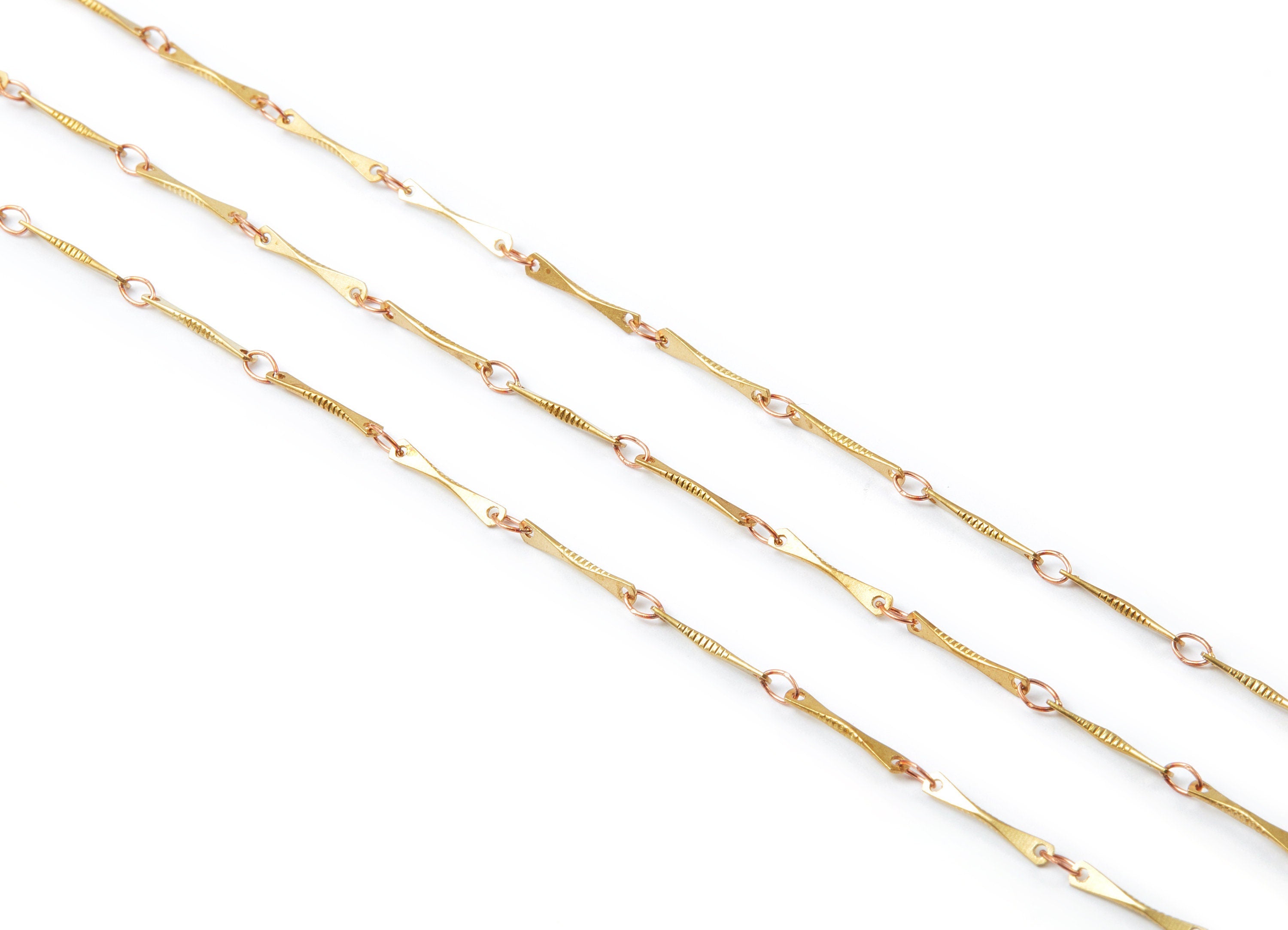 Soldered Bar Chain -Raw Brass Chain - Solder Brass Chain - 0.47&quot; x 0.08&quot; x 0.04&quot; - CC1078 - DOMEDBAZAAR