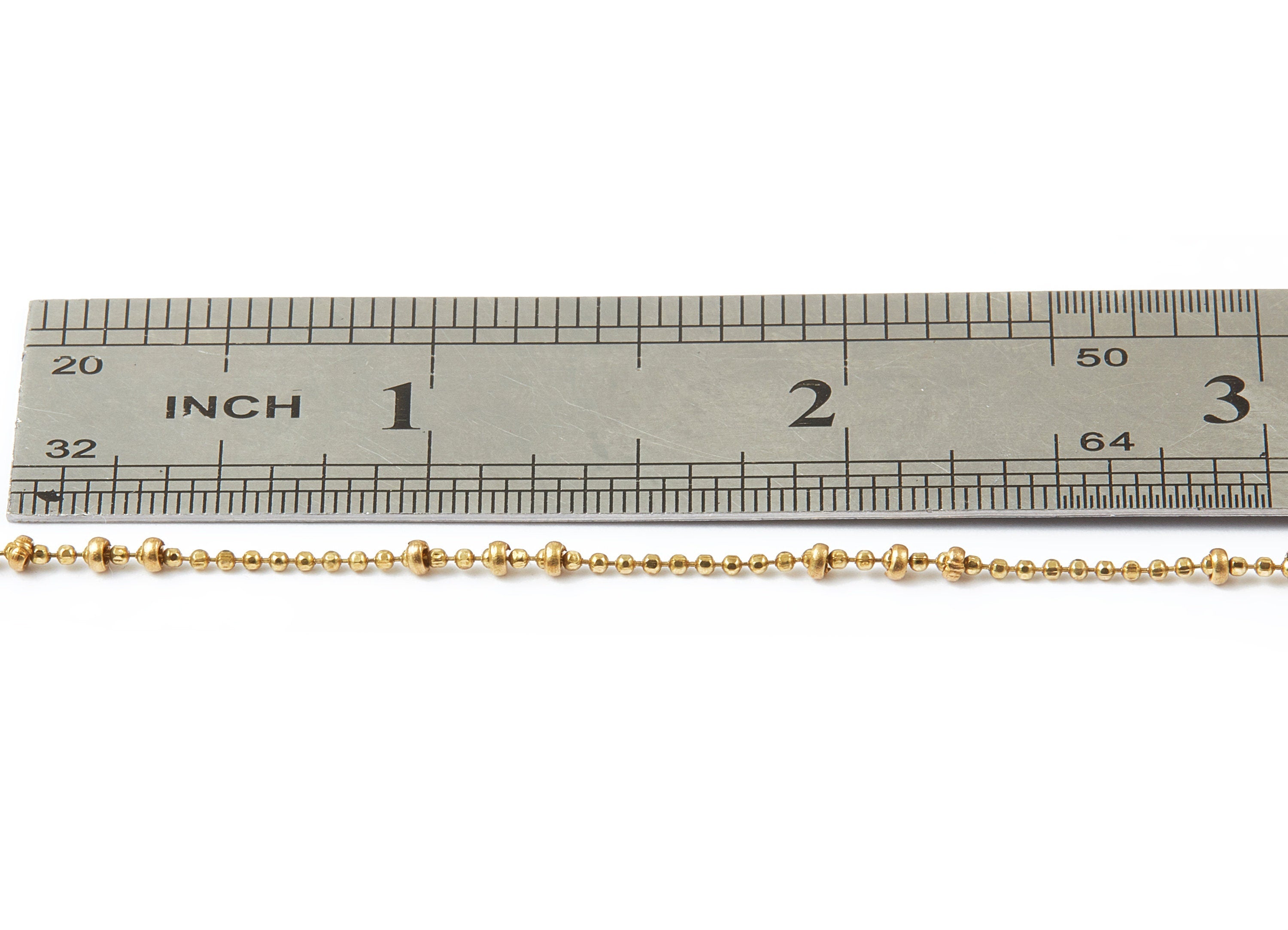 Faceted Tiny Ball Chain - Raw Brass Chain -  Brass Faceted Ball Chain  - 0.08&quot; - CC1084 - DOMEDBAZAAR