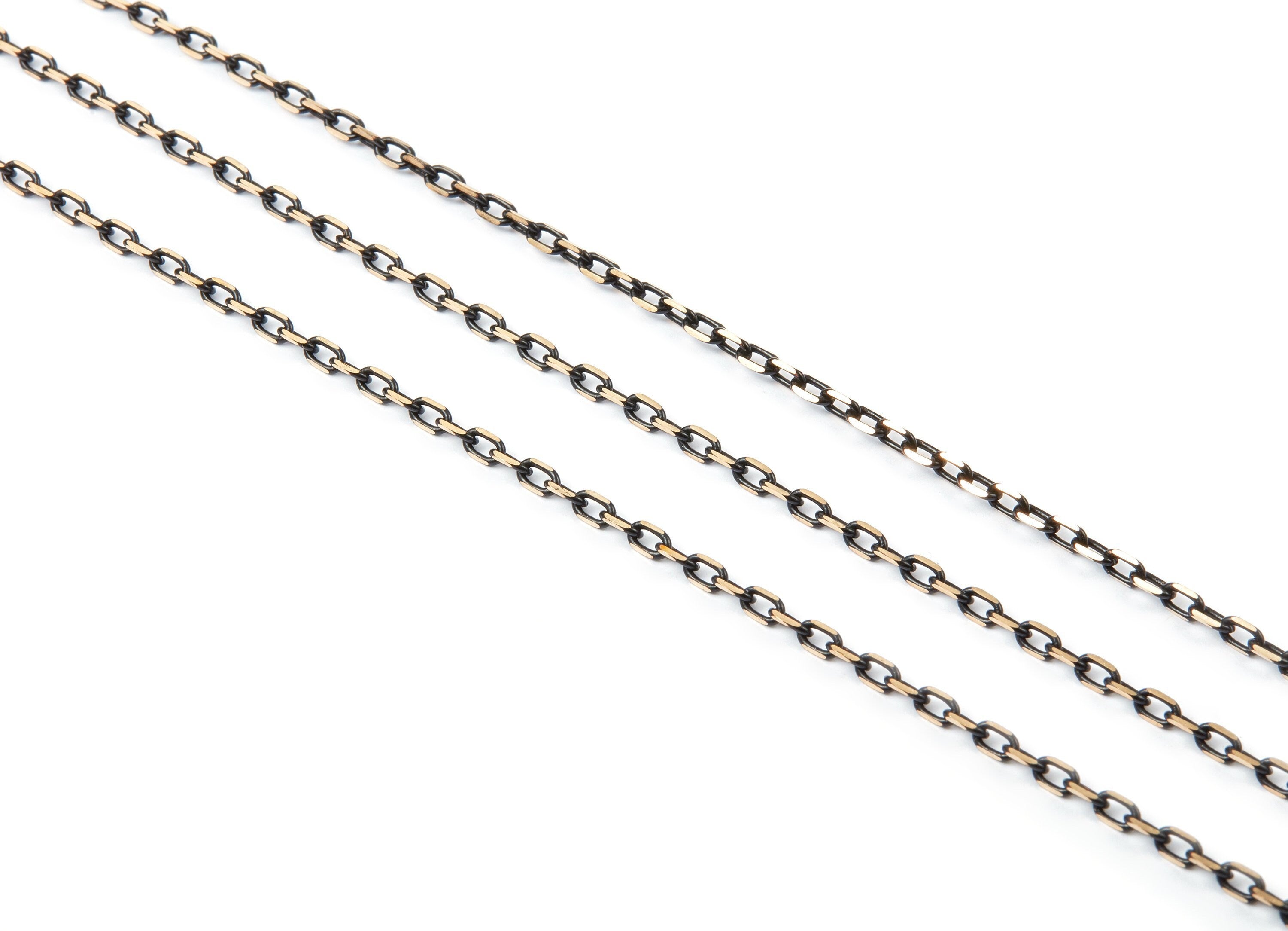 Raw Brass Mesh Chain - Brass Chain - Antique Brass Faceted - Black Solder Tiny Chain - 0.17&quot; x 0.10&quot; x 0.03&quot; -  CC1086 - DOMEDBAZAAR