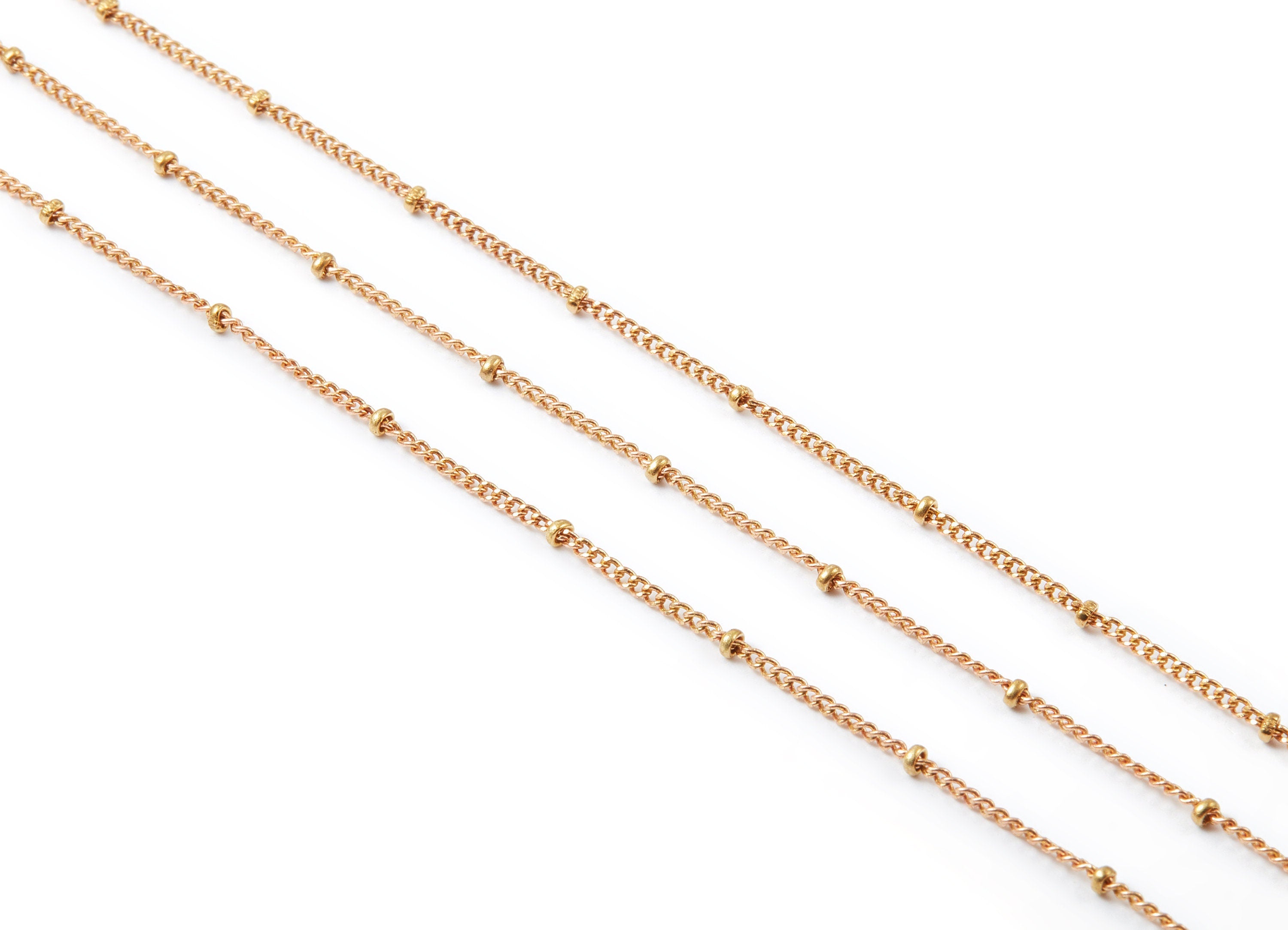 Ball Satellite Curb Chain - Brass Chain- Raw Brass Soldered - 0.08&quot; x 0.06&quot; x 0.02&quot; - for Necklace Bracelet Jewellery Making - CC1087 - DOMEDBAZAAR