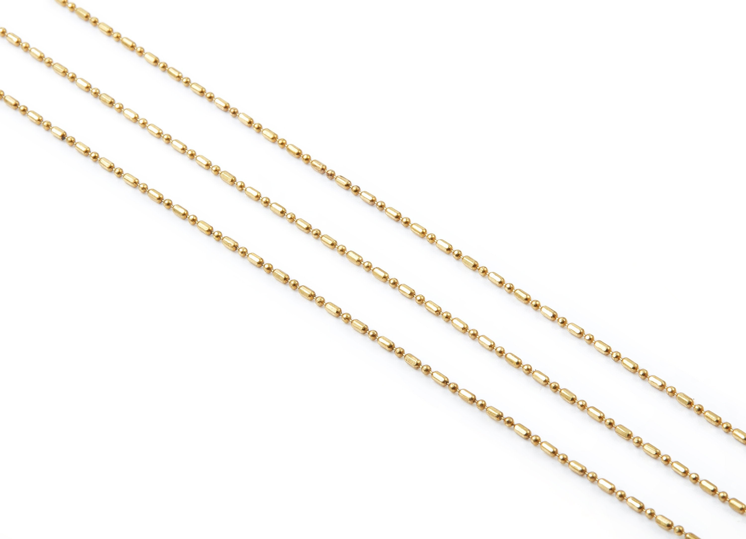 Faceted Bar Ball Chain -Raw Brass Chain - Raw Brass Faceted Tiny Bar Ball Chain - 0.09&quot; x 0.05&quot; - CC1088 - DOMEDBAZAAR