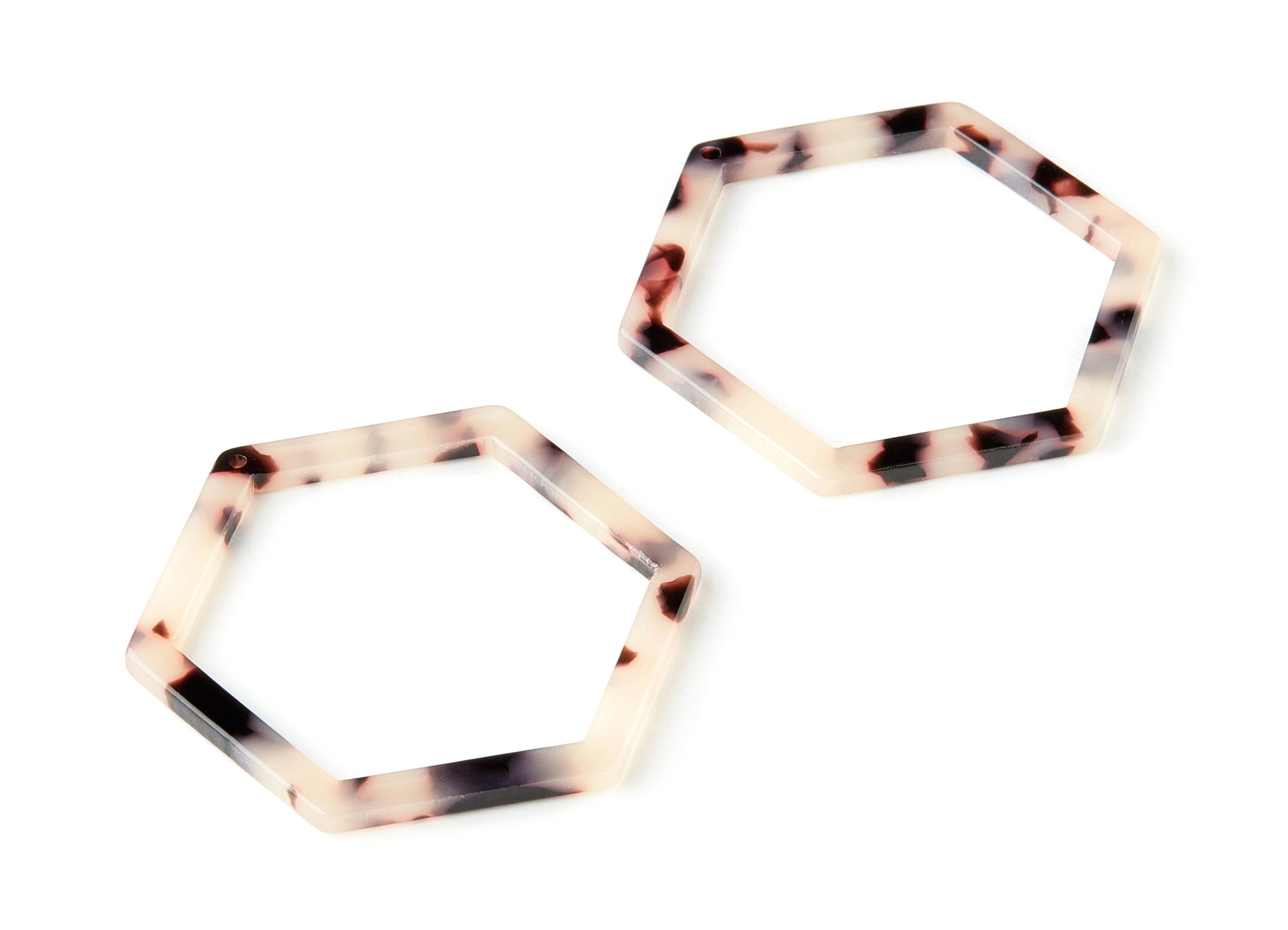 Acetate Acrylic Earring Charm - Blonde Tortoise Shell Earring - Hexagon Shaped Pendant - Color Code: A07- 44.75x39.4mm - AC1125-A07 - DOMEDBAZAAR