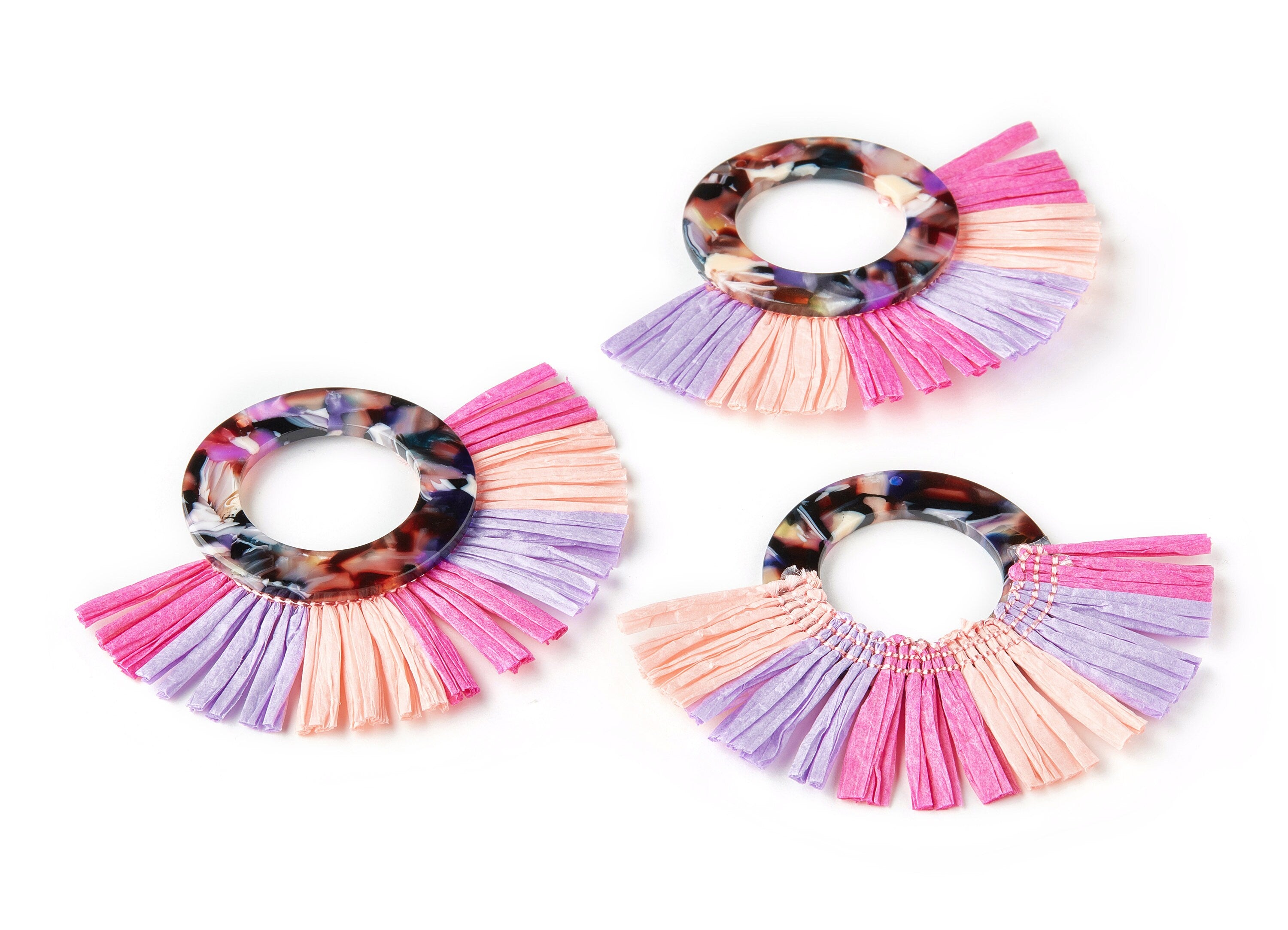 Acetate Tassels Fan Charm - Tassels Fan Single Layer Raffia - Handmade Jewelery - Color Code: A11 - 80x60x4mm - AC1629-A11 - DOMEDBAZAAR