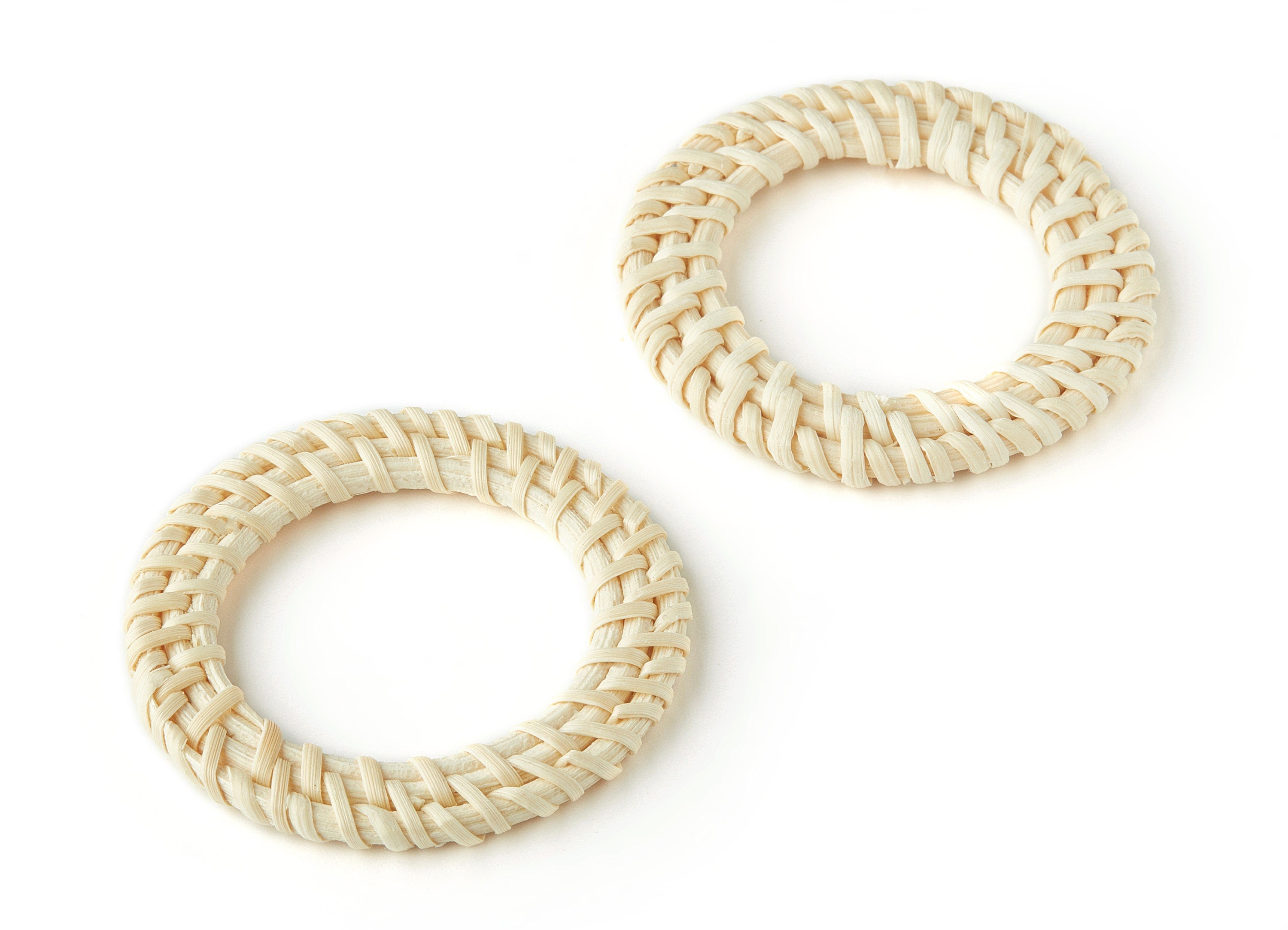 Handwoven Rattan Charms - Circle Rattan Pendant - Wooden Straw Earrings - Jewelry Handmade - 60x60x5.77mm - RT1199 - DOMEDBAZAAR