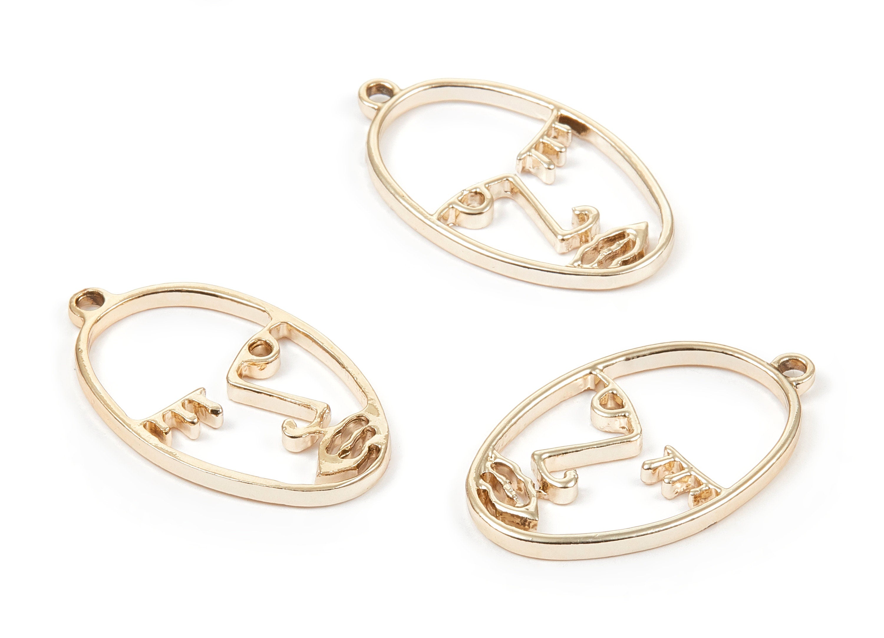 Zinc Alloy Face Charms - Face Earring and Pendant - Alloy Pendant for Necklace - Jewelry Supply - 39.43x22.75x2.41mm - ZZ1323 - DOMEDBAZAAR